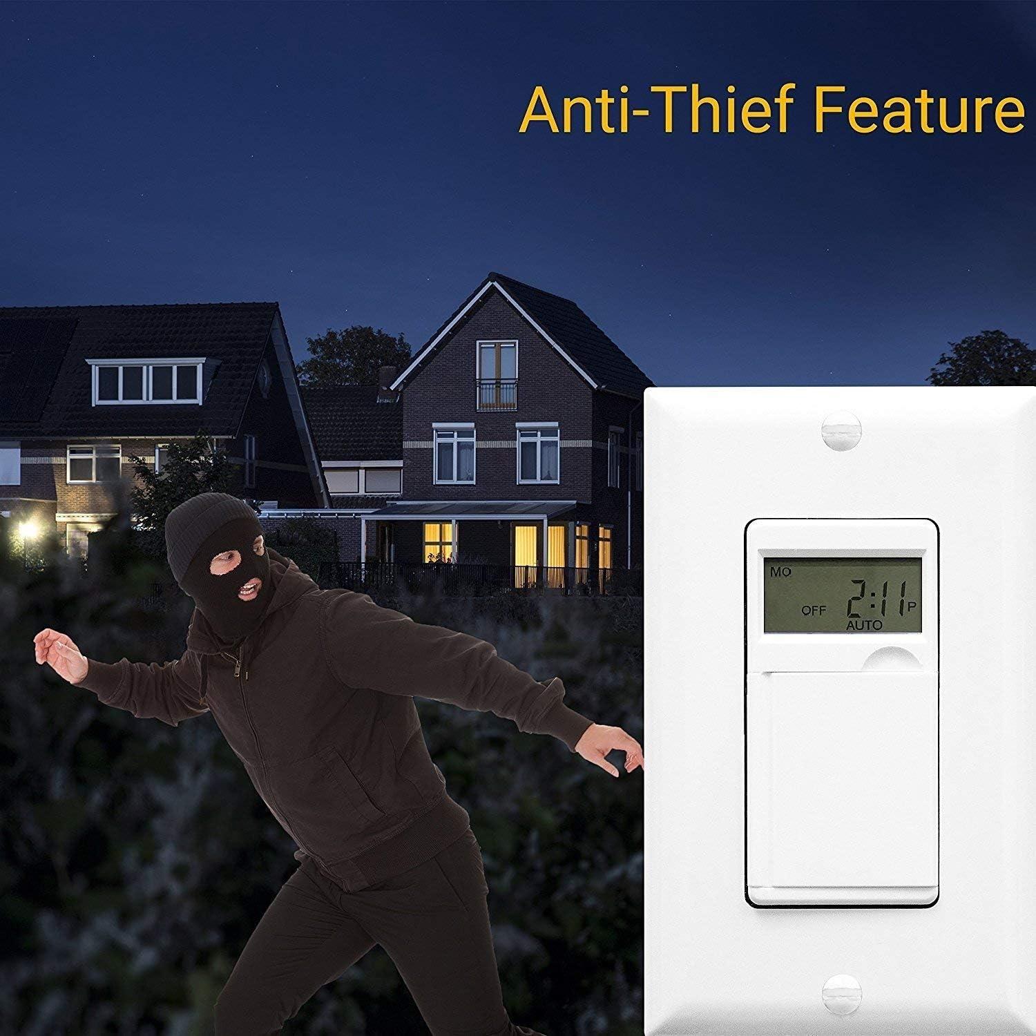 ENERLITES Programmable Digital Timer Switch for Lights, Fans, Motors, 7-Day 18 ON/OFF Timer Settings, Single Pole, Neutral Wire Required, UL Listed, White, 2 Pack