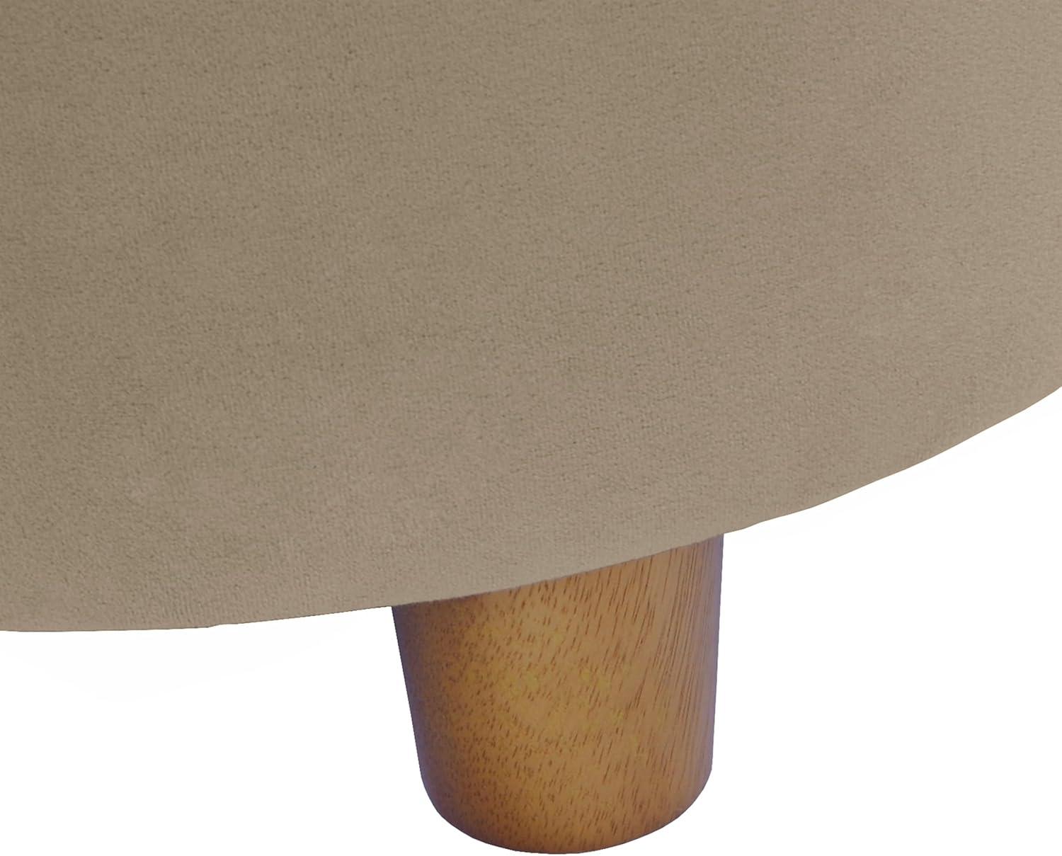HomePop Round Storage Ottoman, Fawn Velvet