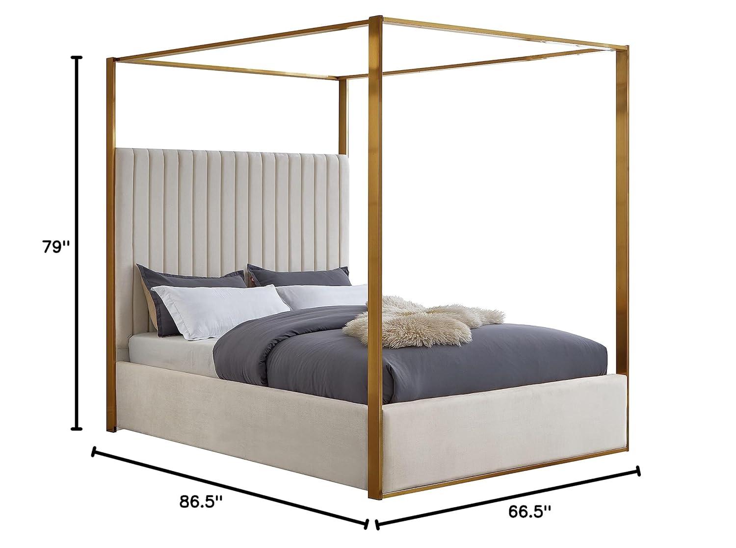 Meridian Furniture Jones Cream Velvet Queen Bed