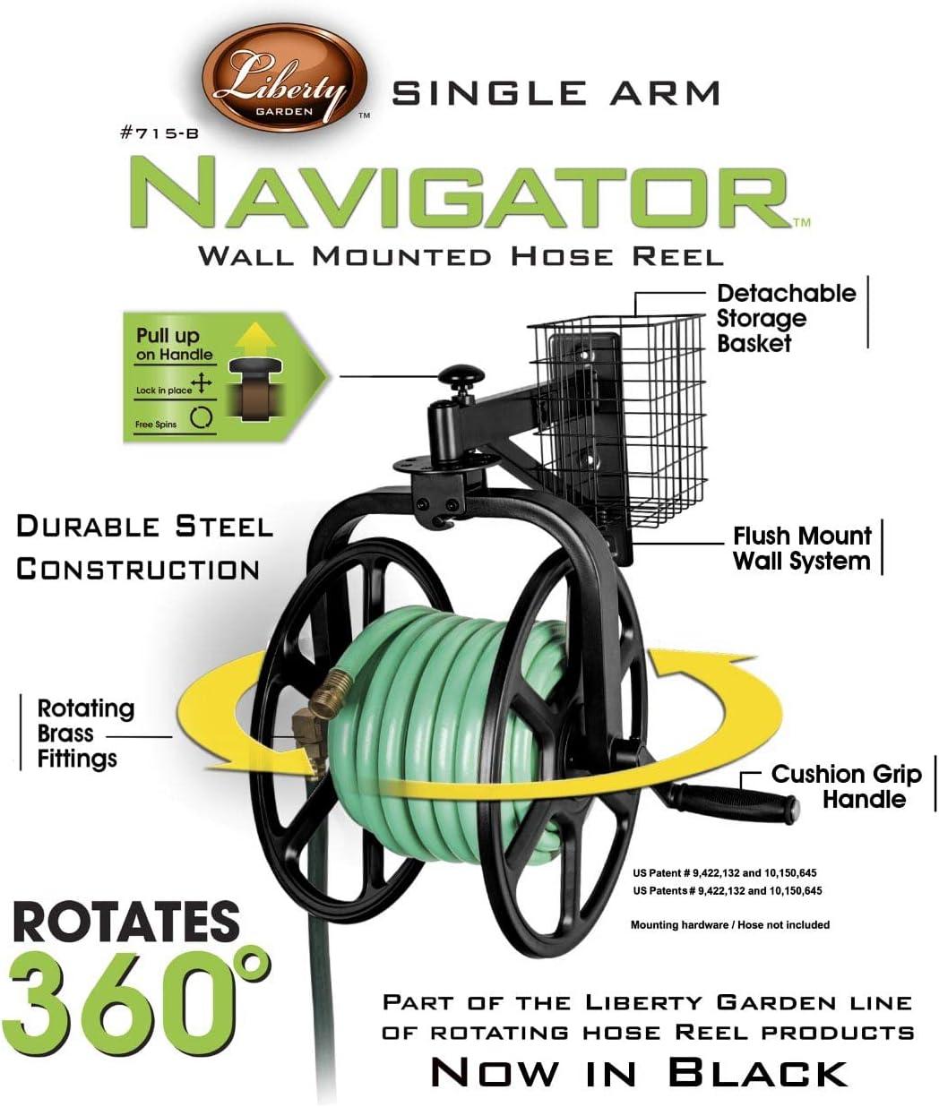 Liberty Garden 125' Capacity Single Arm Wall Mount Reel