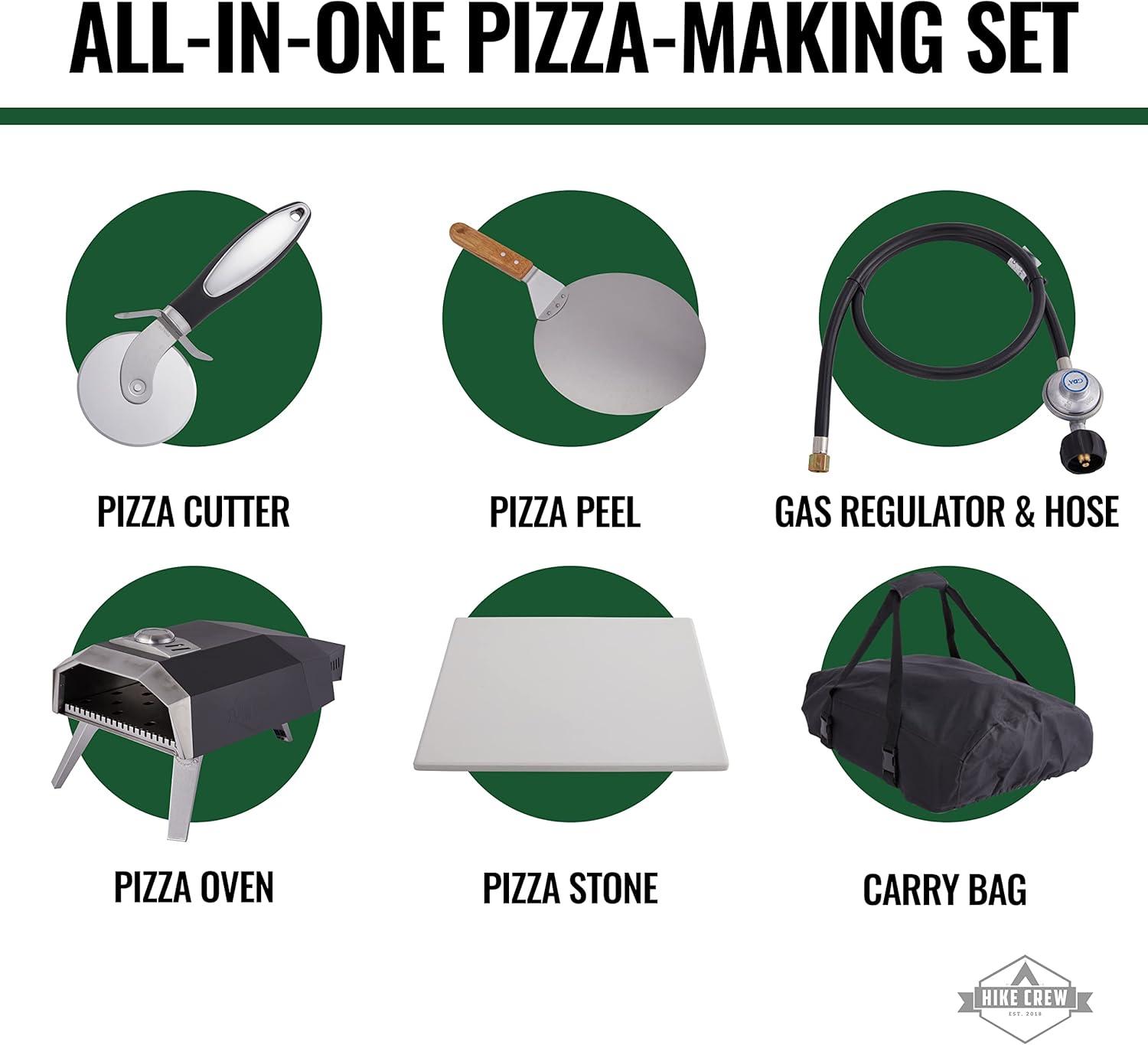 Hike Crew 12" Black and Silver Outdoor Propane Pizza Oven