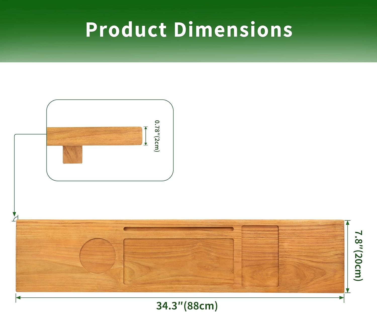 Rebrilliant Teak Bathtub Tray Table, Wooden Bath Board For Tub With Wine And Ipad Holder