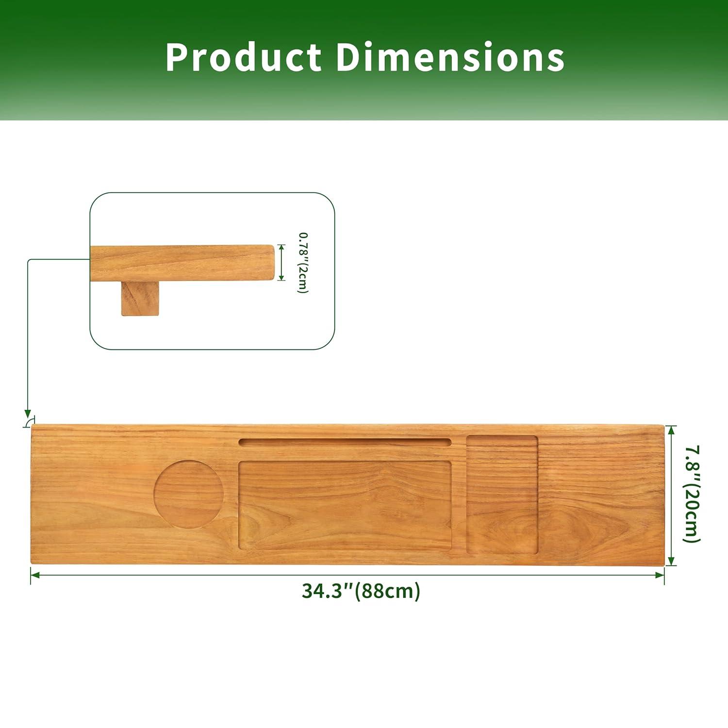 Rebrilliant Teak Bathtub Tray Table, Wooden Bath Board For Tub With Wine And Ipad Holder