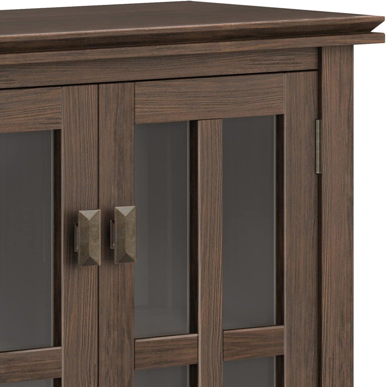 Simpli Home Artisan SOLID WOOD 30" Wide Contemporary Low Storage Cabinet in Farmhouse Brown