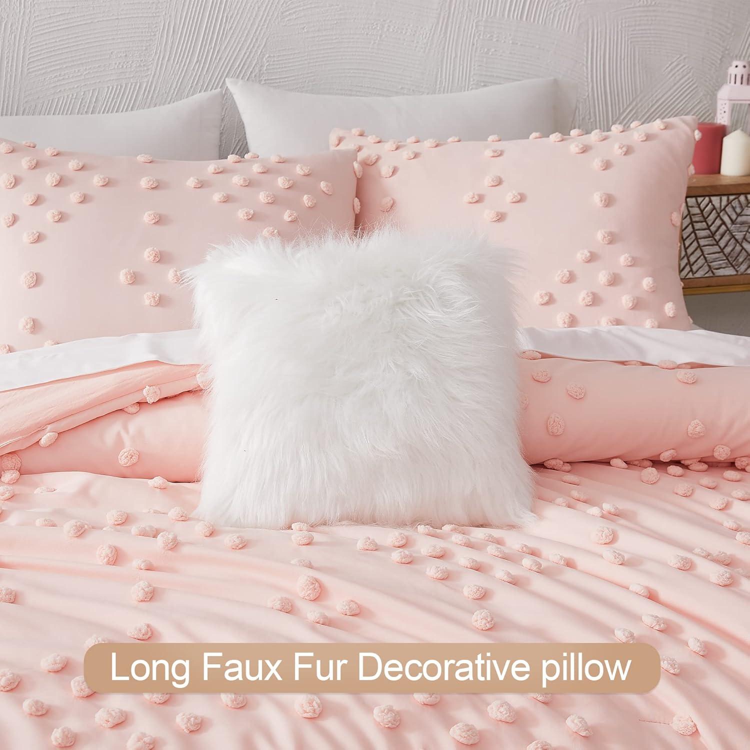 Pink Twin Pom Tufted Microfiber Bed in a Bag Set