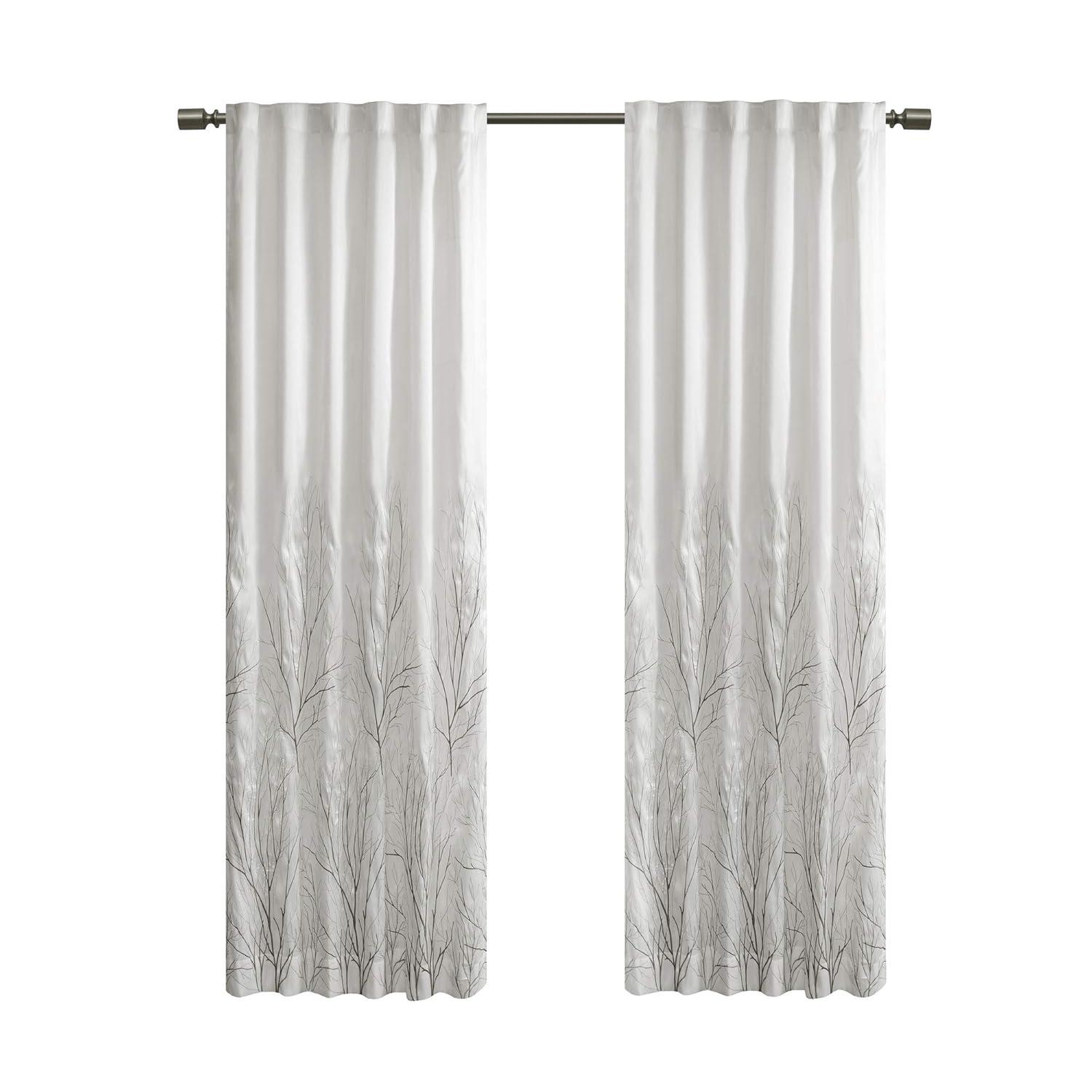 Andora Embroidered Branch Rod Pocket Single Curtain Panel