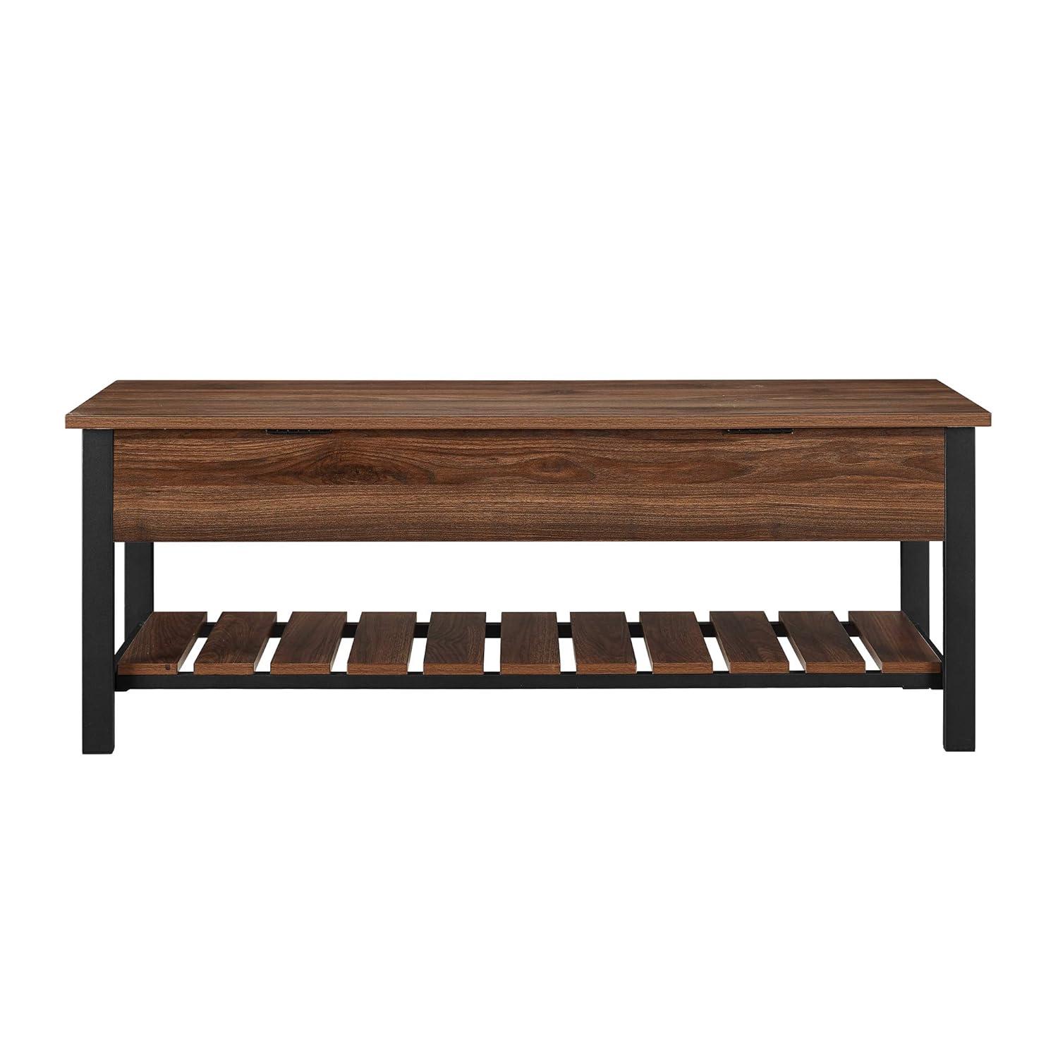 Walker Edison Park City 48" Engineered Wood Storage Bench in Dark Walnut