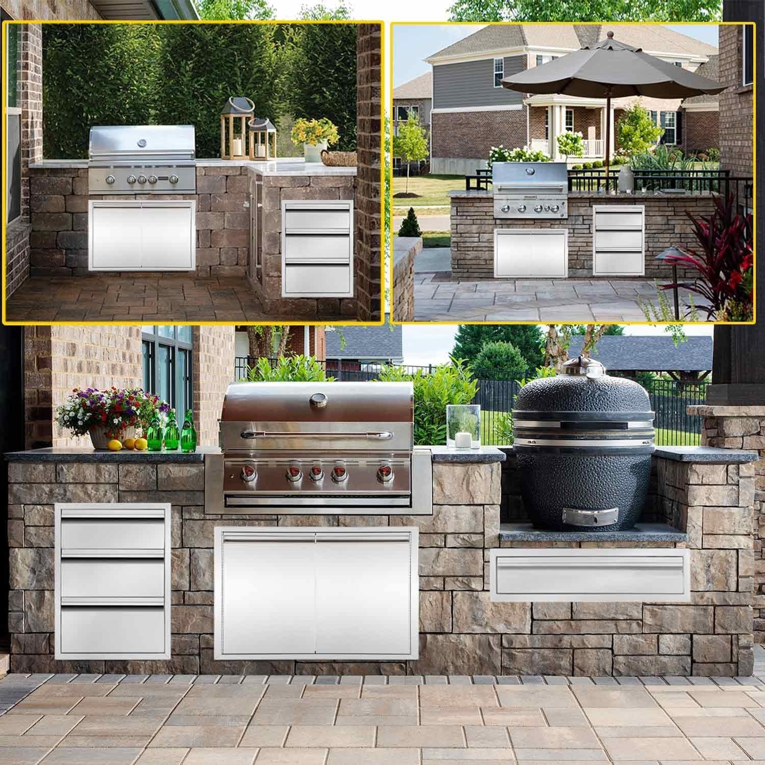 WhizMax Outdoor Kitchen Cabinets with Venting Panel,30x23x10inch,Stainless Steel Drawer Cabinet with Handle for Kitchens or BBQ Patio Grill Station