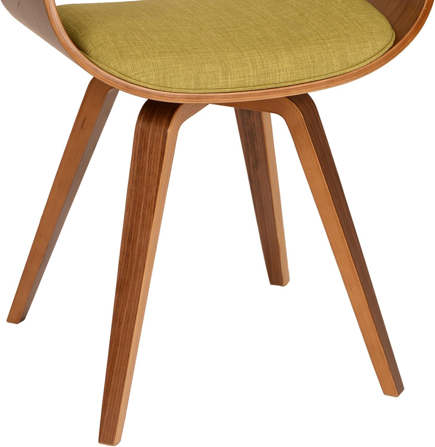 Summer Modern Chair - Green Fabric And Walnut Wood - Armen Living: Polyester Upholstery, Mid-Century Design, Foam Filled