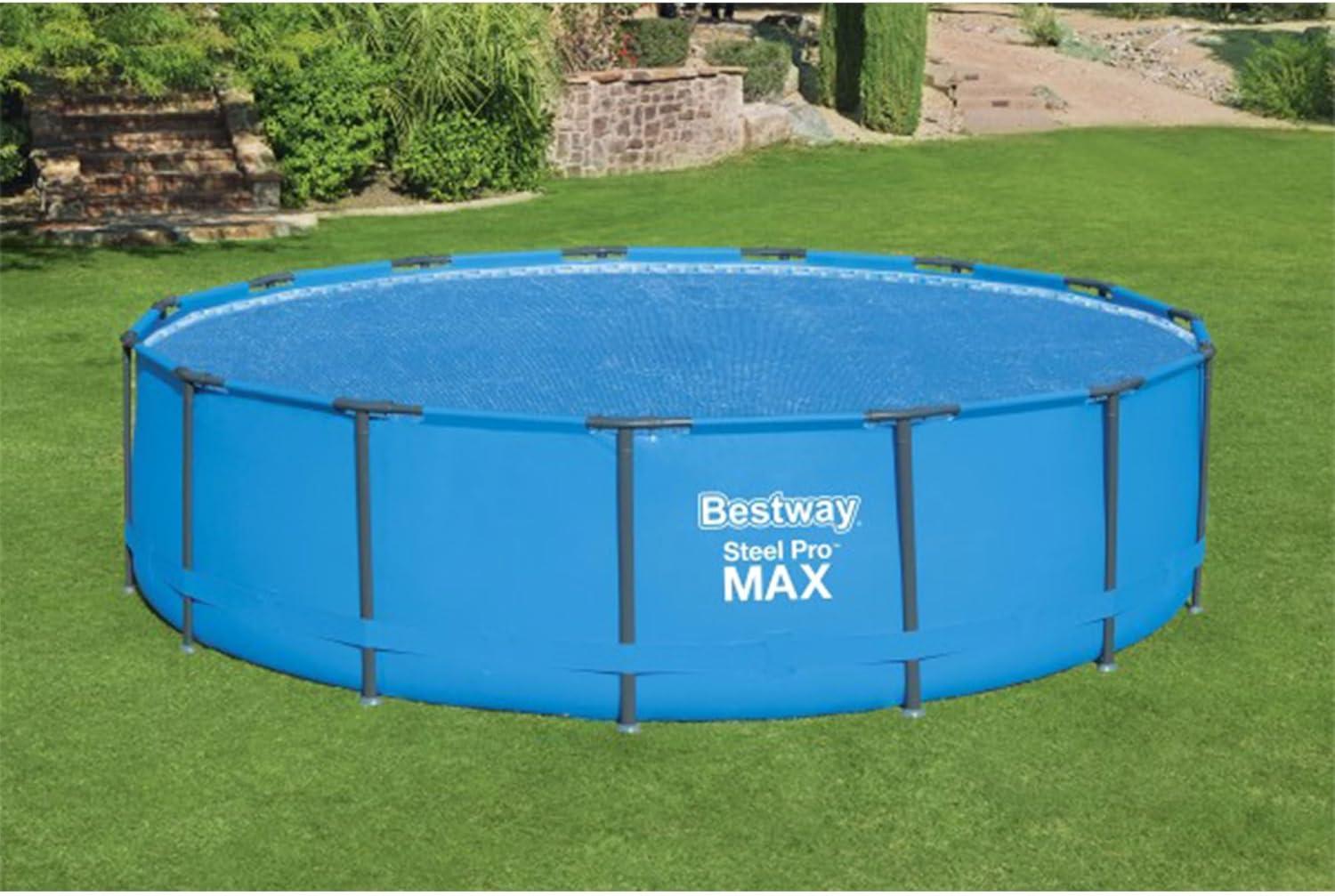 Bestway Flowclear 15 Feet Round Above Ground Solar Pool Cover Only for Pool Water Maintenance of Swimming Pools 16 Feet in Diameter, Blue