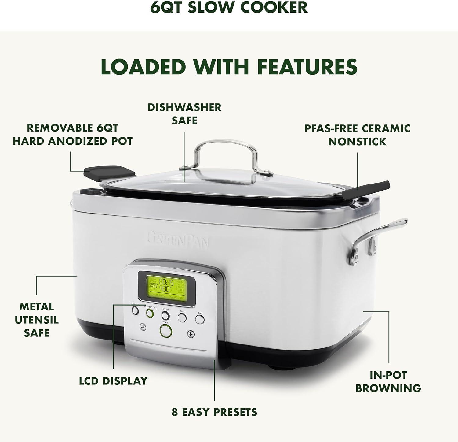 Cloud Cream 6qt Ceramic Slow Cooker with Digital Display