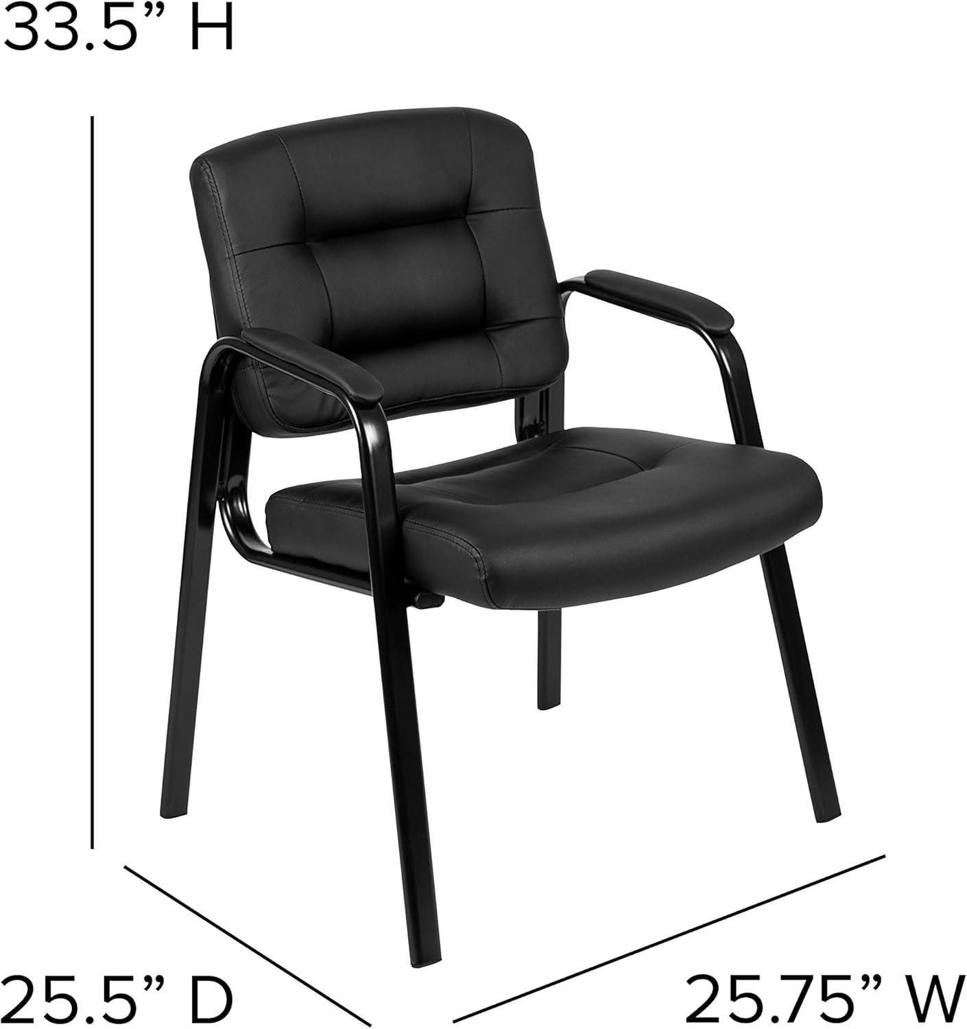 Flash Furniture Darwin Flash Fundamentals Black LeatherSoft Executive Reception Chair with Black Metal Frame