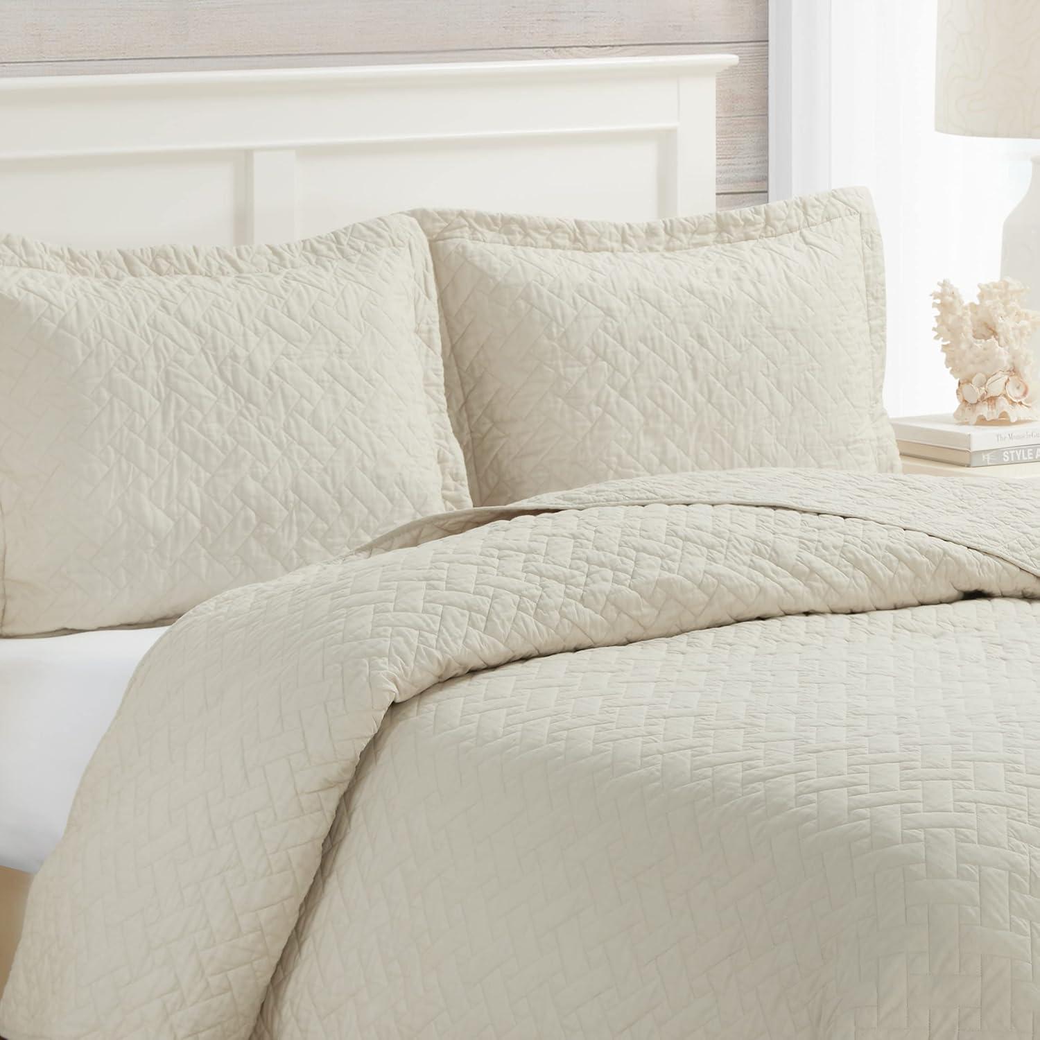 Tommy Bahama Raffia Solid Cotton Reversible Quilt Set
