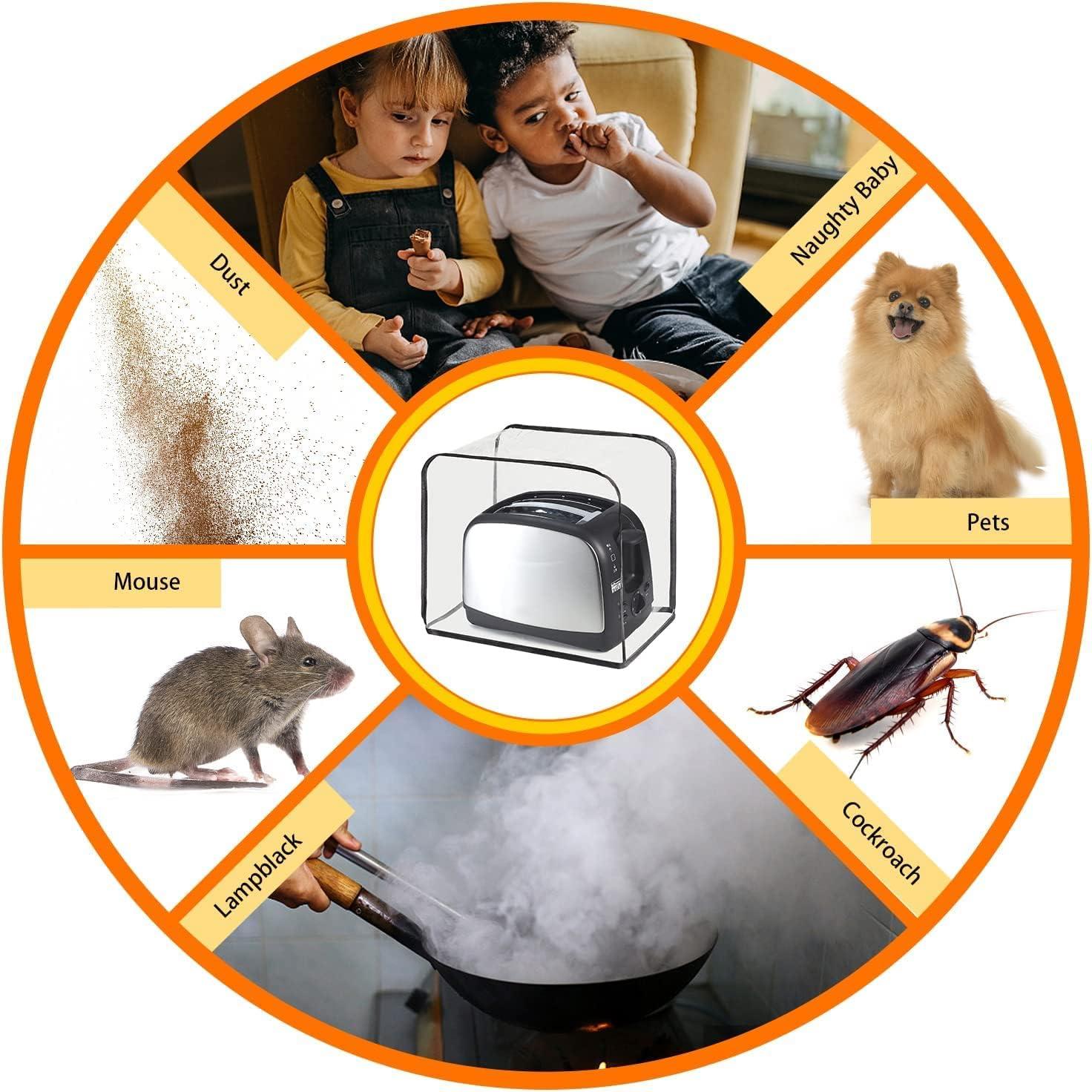 Numjaw 2-Slice Toaster Cover, Quilted Toaster Cover with Top Handle for Home, Kitchen Small Appliance Dust Fingerprint Cover(Black)