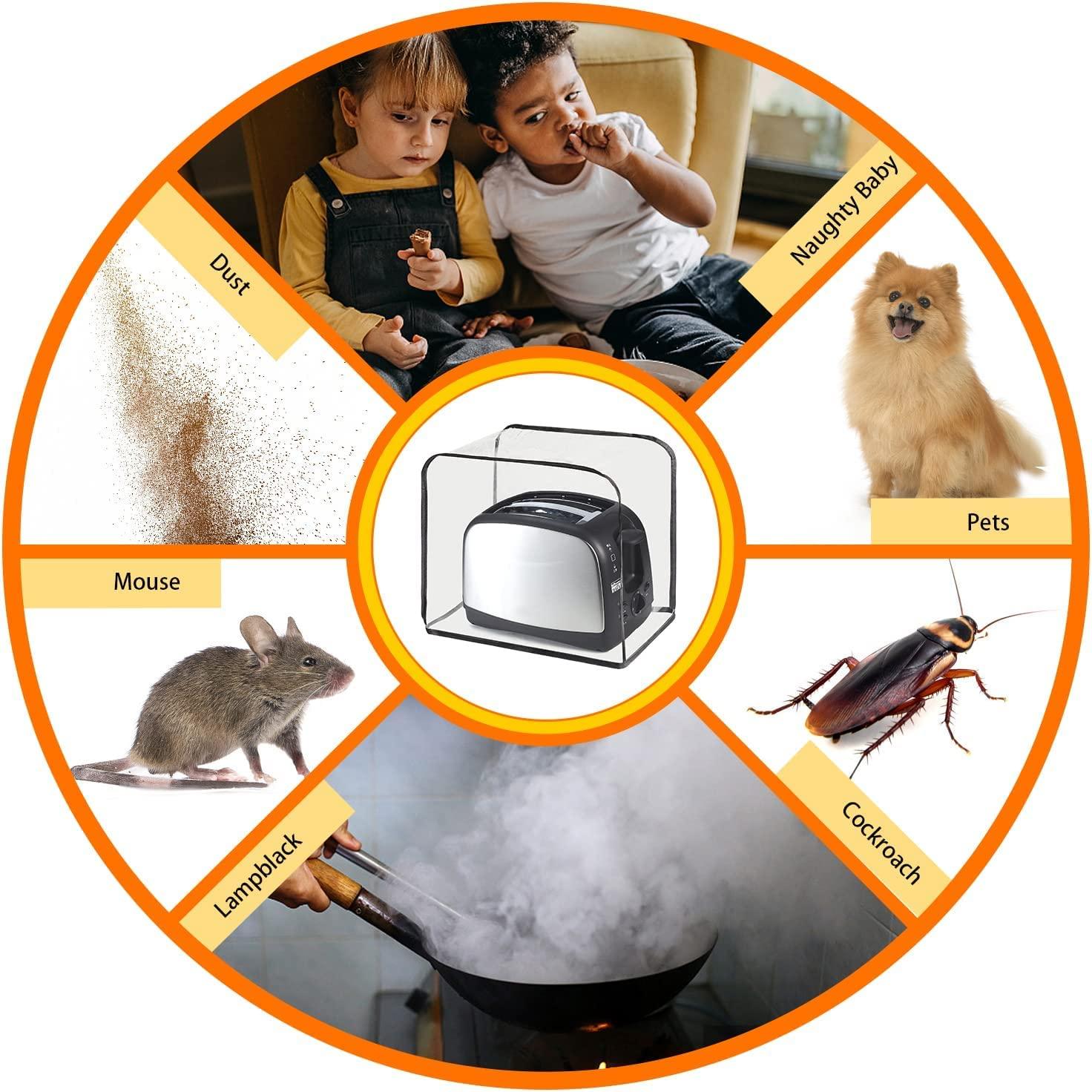 Numjaw 2-Slice Toaster Cover, Quilted Toaster Cover with Top Handle for Home, Kitchen Small Appliance Dust Fingerprint Cover(Black)