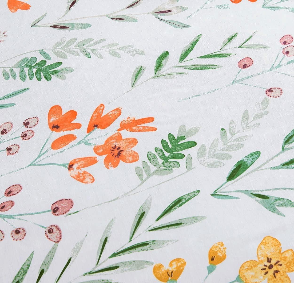 Queen White and Green Floral Reversible Microfiber Comforter Set