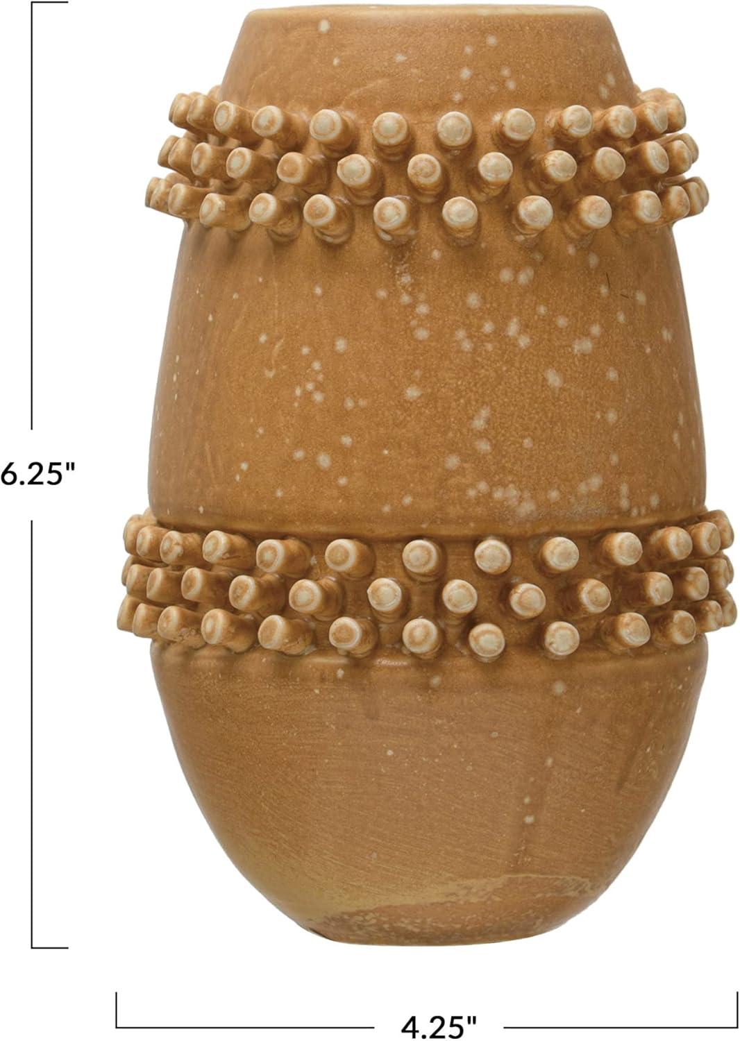 Storied Home Stoneware Vase with Raised Dots, Terracotta Reactive Glaze