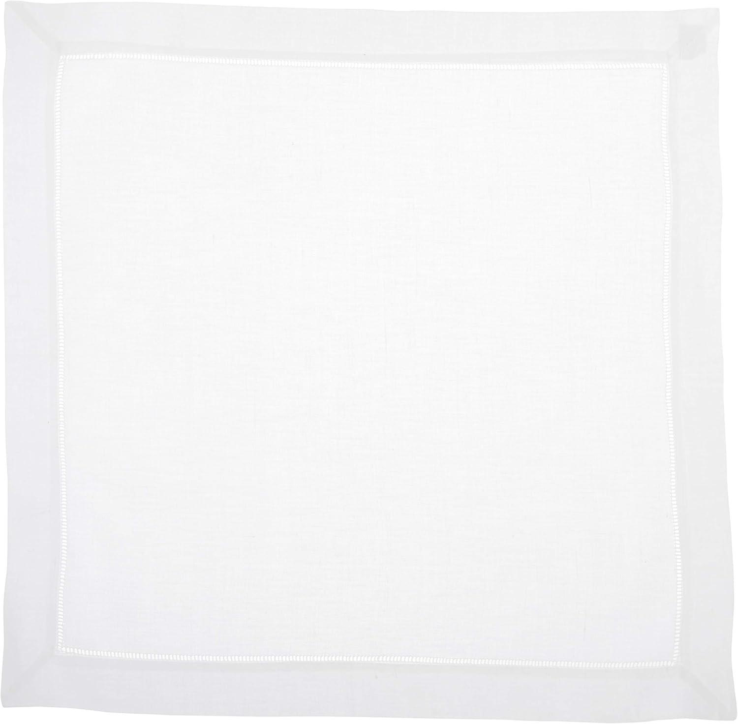 SARO 6100C.W20S 20 in. 24 by 7 Everyday Square Hemstitched Dinner Napkin - White  Set of 4