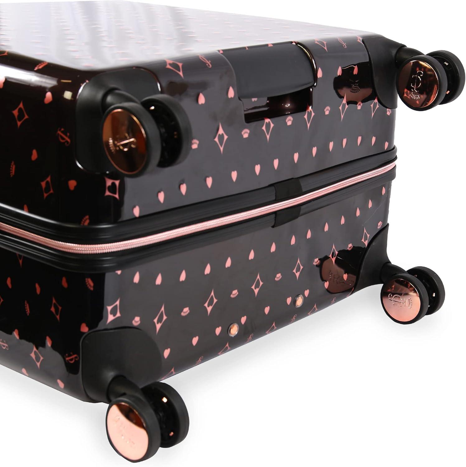 Juicy Couture Women's Arwen Spinner Luggage, Black/Rose Gold, 2pc Set