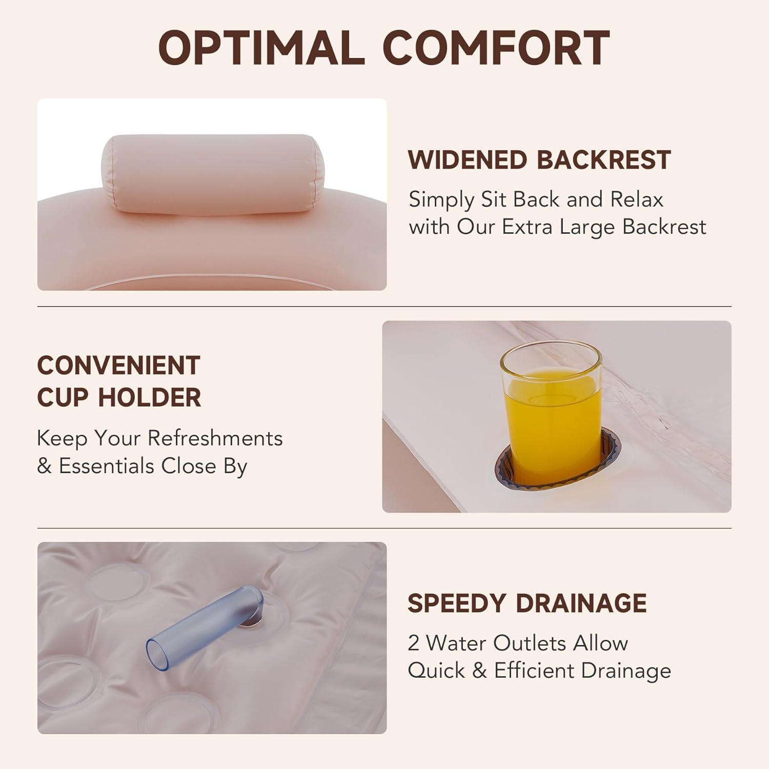 CO-Z Inflatable Adult Bath Tub, Free-Standing Blow Up Bathtub with Foldable Portable Feature for Adult Spa with Electric Air Pump (High-Density PVC)