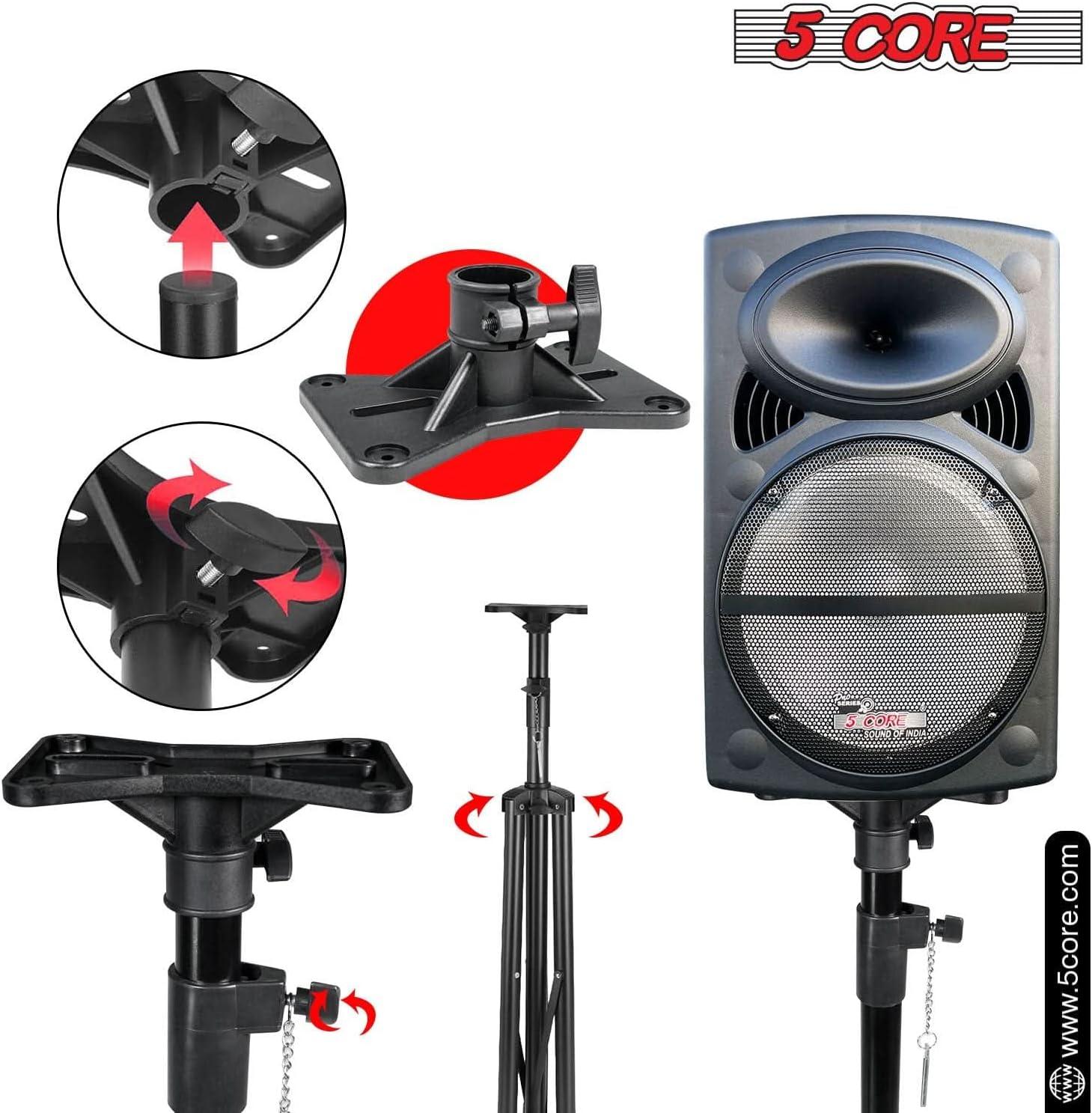 Arlmont & Co. 5 Core Speaker Stand Height Adjustable PA DJ Tripod Studio Monitor Stands w 35mm Compatible Insert