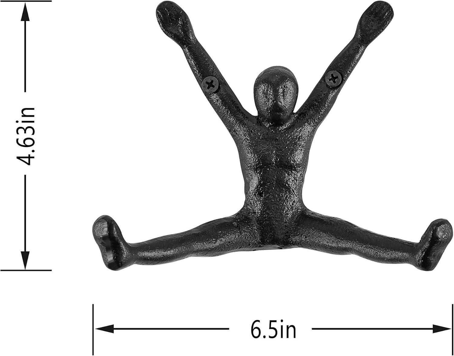 Danya B Athlete Sculpture Cast Iron Wall Mount Double Hook (Set of 2) - Black