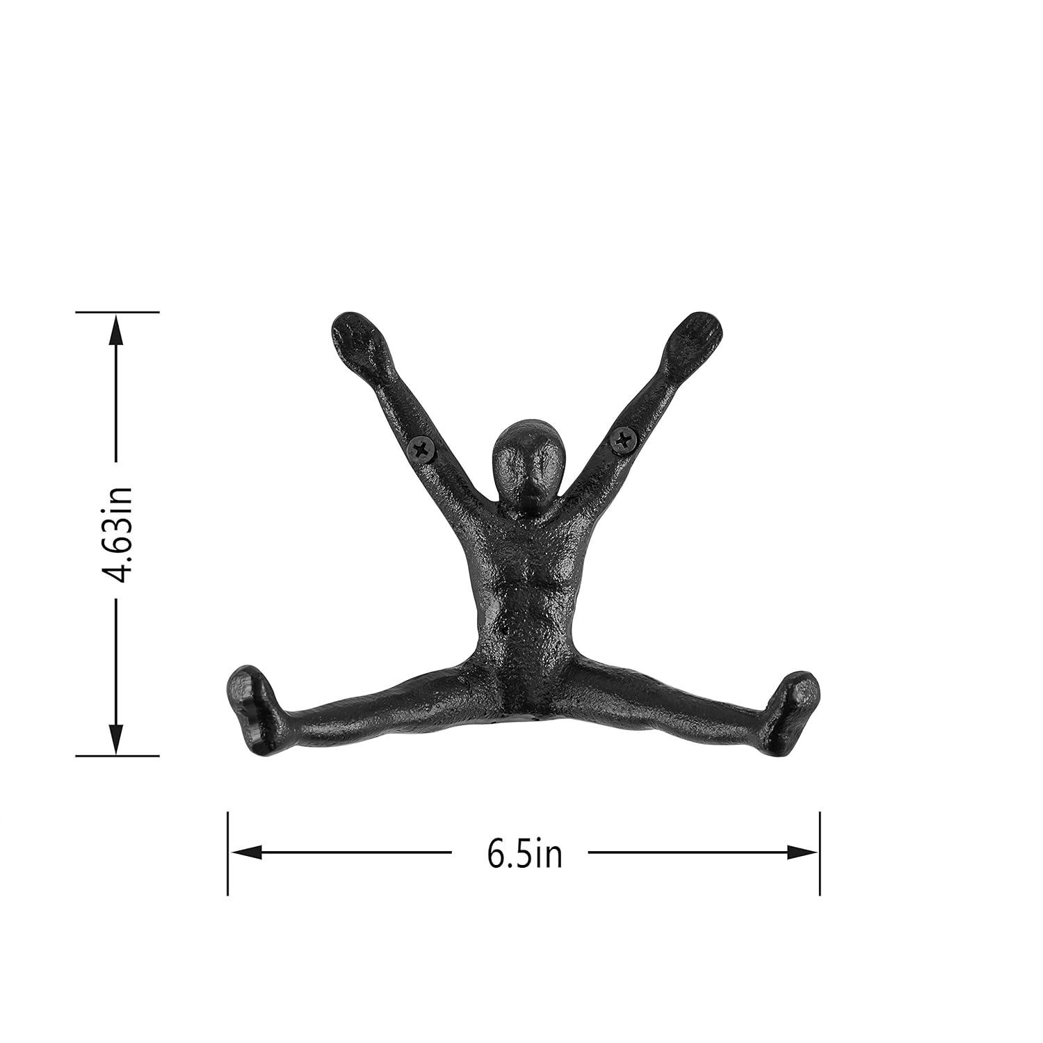 Danya B Athlete Sculpture Cast Iron Wall Mount Double Hook (Set of 2) - Black