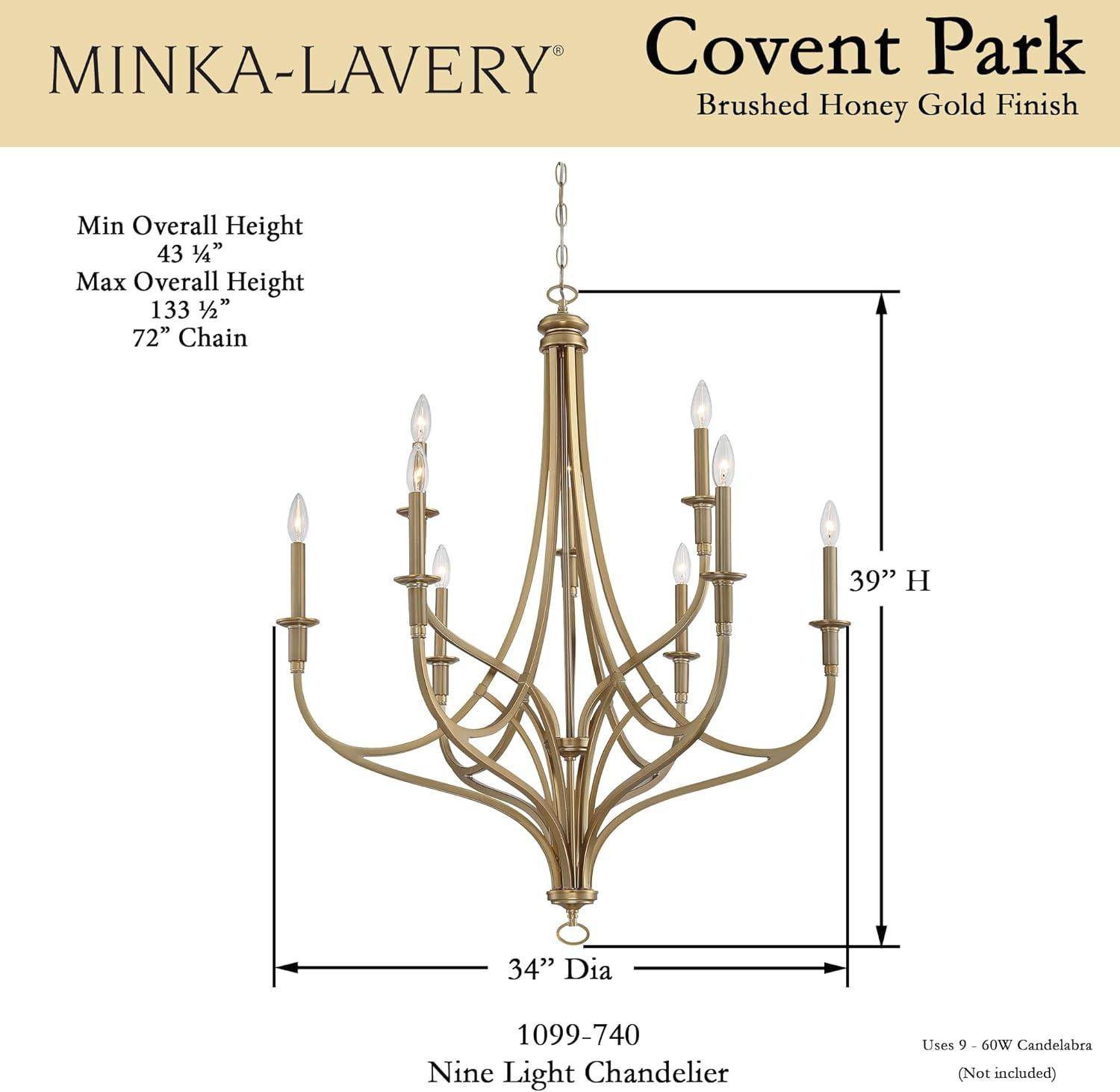 Minka Lavery Brushed Honey Gold Chandelier 34" Wide Modern 9-Light Fixture for Dining Room House Foyer Kitchen Entryway Bedroom