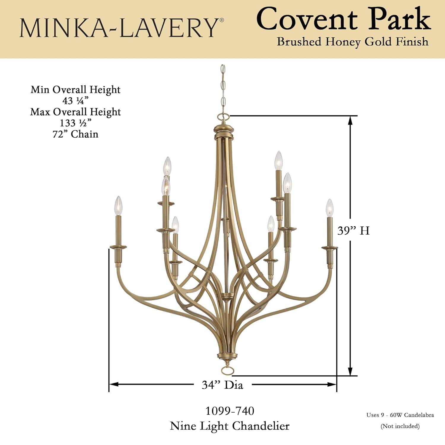 Minka Lavery Brushed Honey Gold Chandelier 34" Wide Modern 9-Light Fixture for Dining Room House Foyer Kitchen Entryway Bedroom