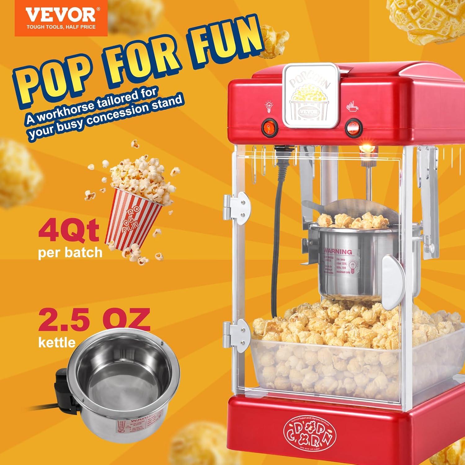 Stellweilan Tessberg Popcorn Popper Machine Tabletop Popcorn Maker 300W 2.5 Oz Red