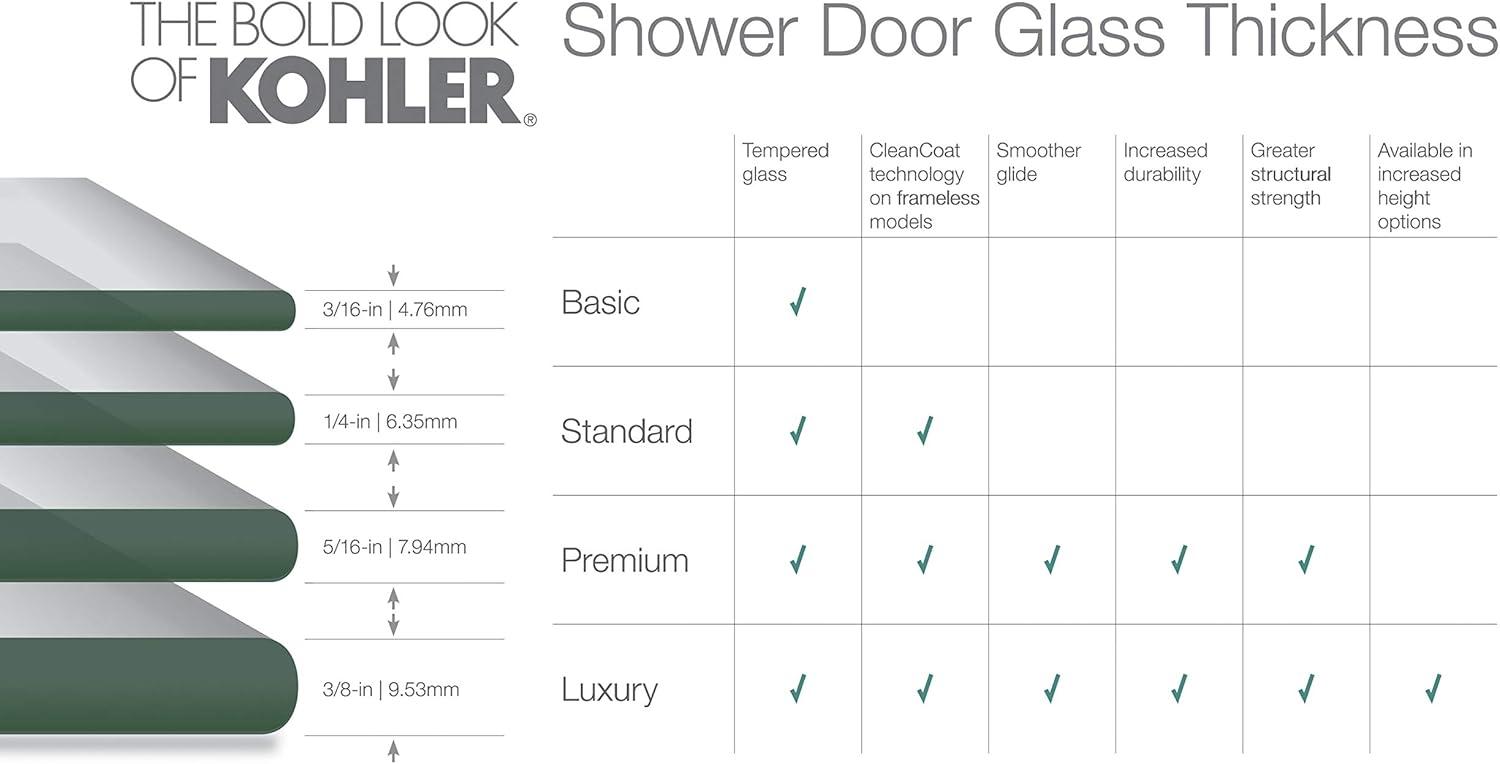 Elate Sliding Shower Door, 70-1/2-In H X 56-1/4 - 59-5/8-In W, With 1/4-In Thick Crystal Clear Glass