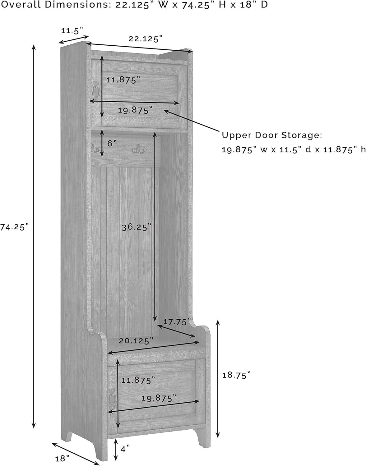 Fremont Entryway Tower White - Crosley: Antique Finish Hall Tree, Wood Veneer, Mudroom Organizer with Hooks