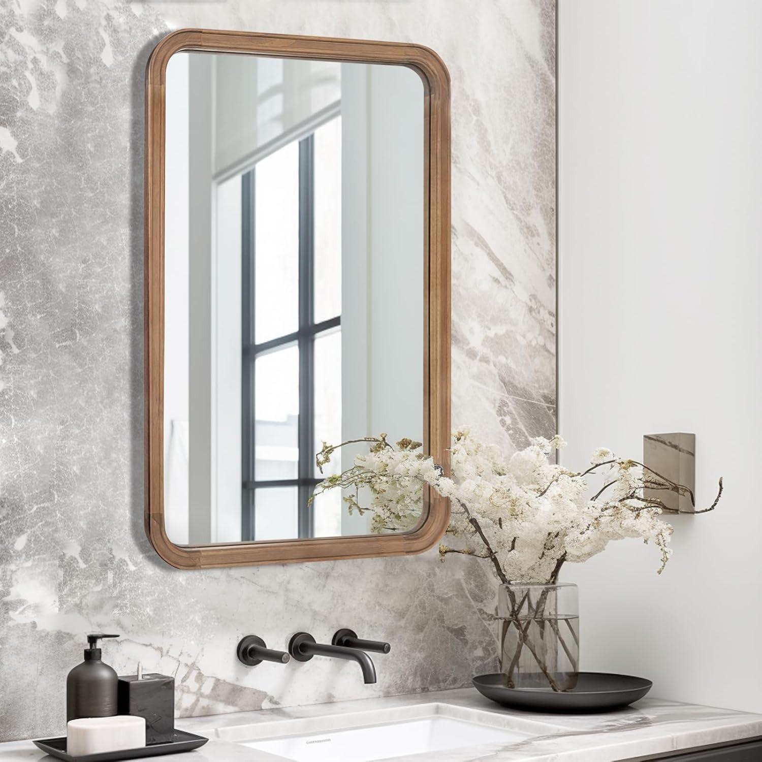 WallBeyond 20"x30" Farm Wall Mirror-C Natural Wood
