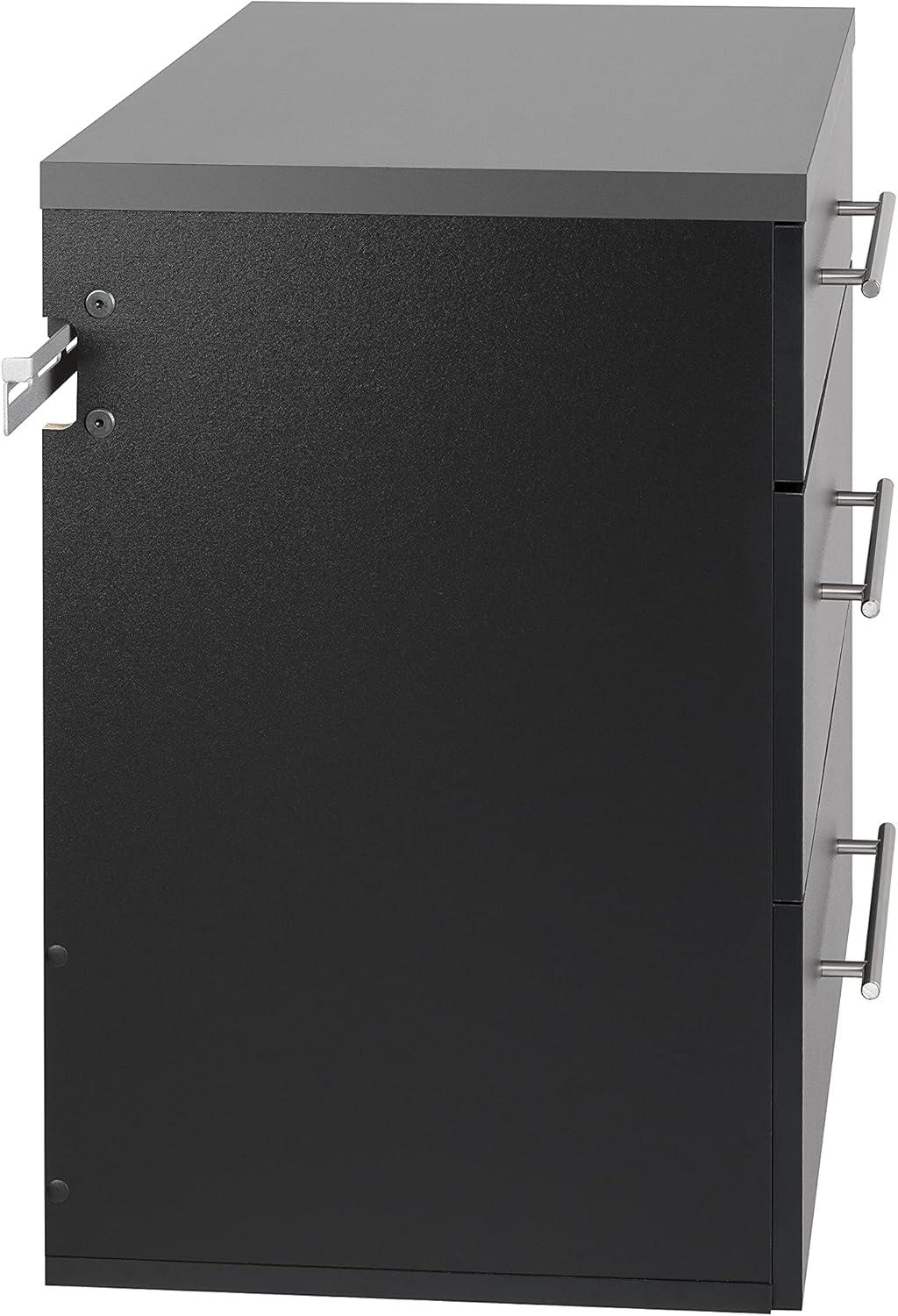 Versatile Wall-Mounted Black Laminated Composite Wood 3-Drawer Cabinet