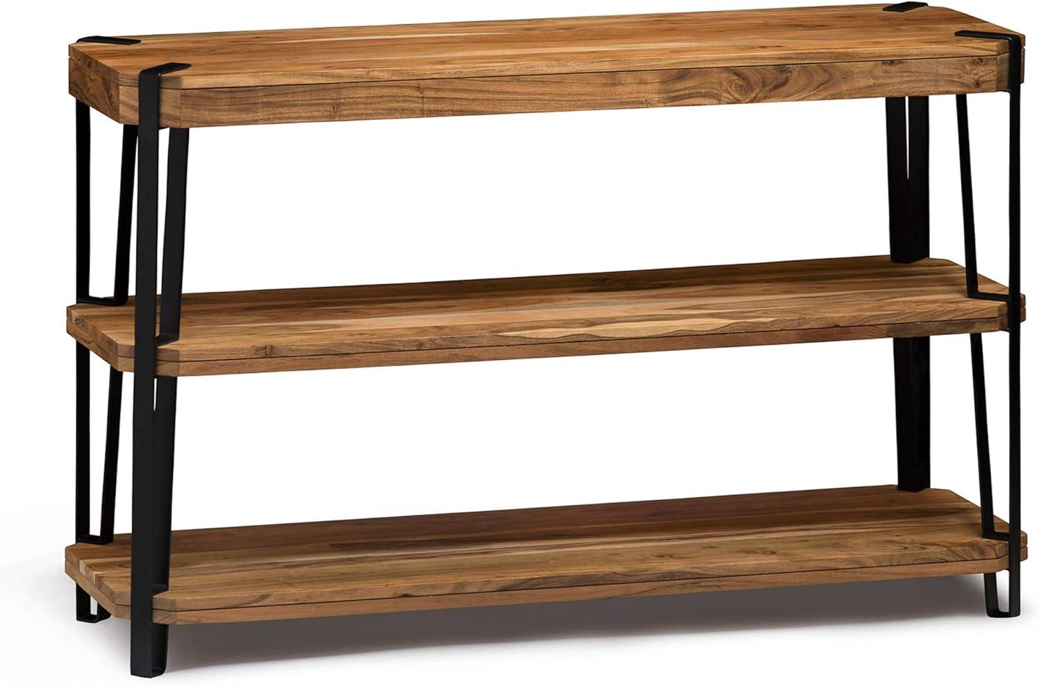 Ryegate 52" Natural Acacia Wood and Metal Media Console with Storage