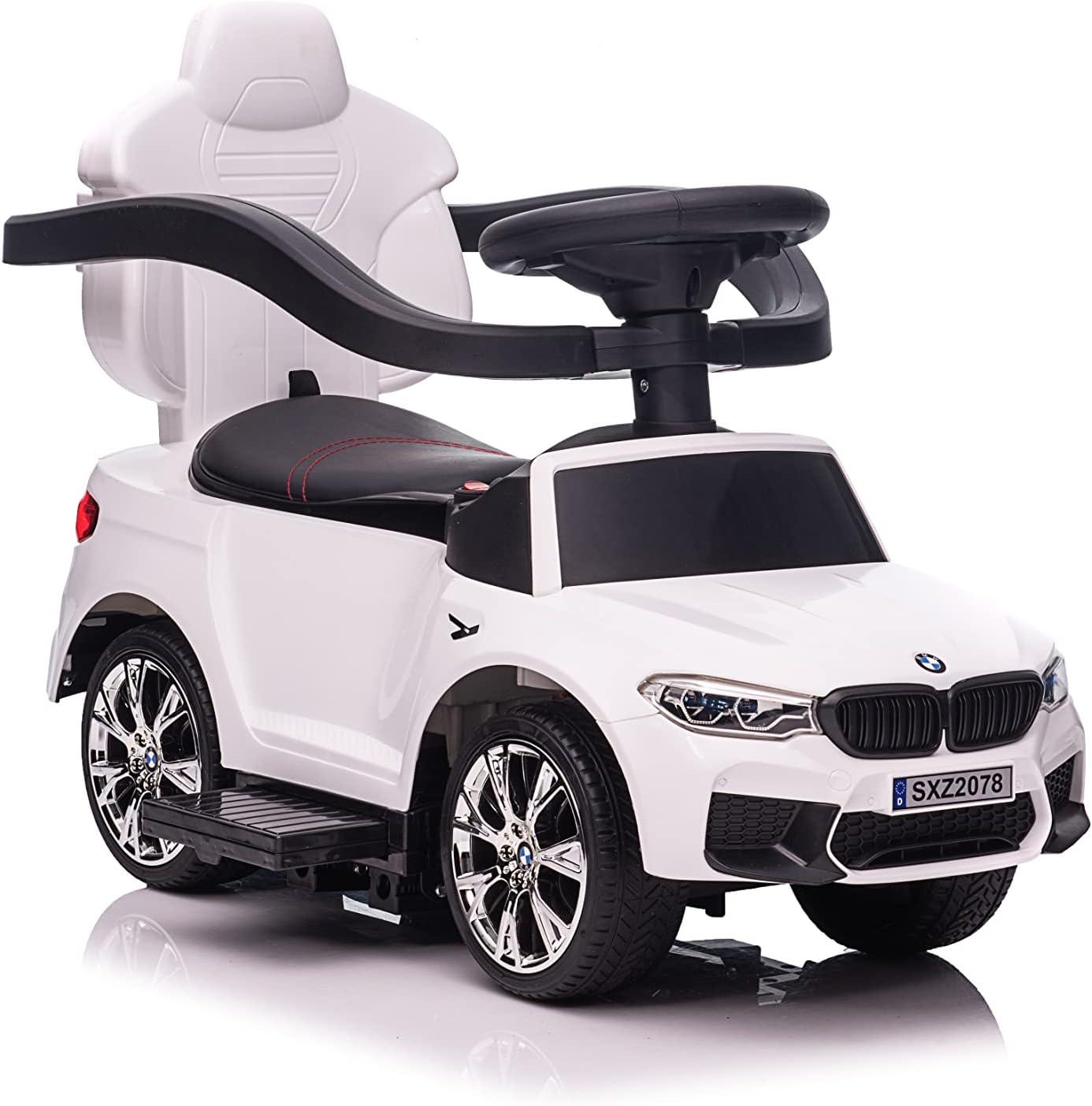 Towallmark Officially Licensed BMW Ride On Push Car for Toddlers, Push Car 4 in 1 with Horn, Adjustable Handle, Guardrails, Kids Ride on Toys Updated Large for 1-3 (White)