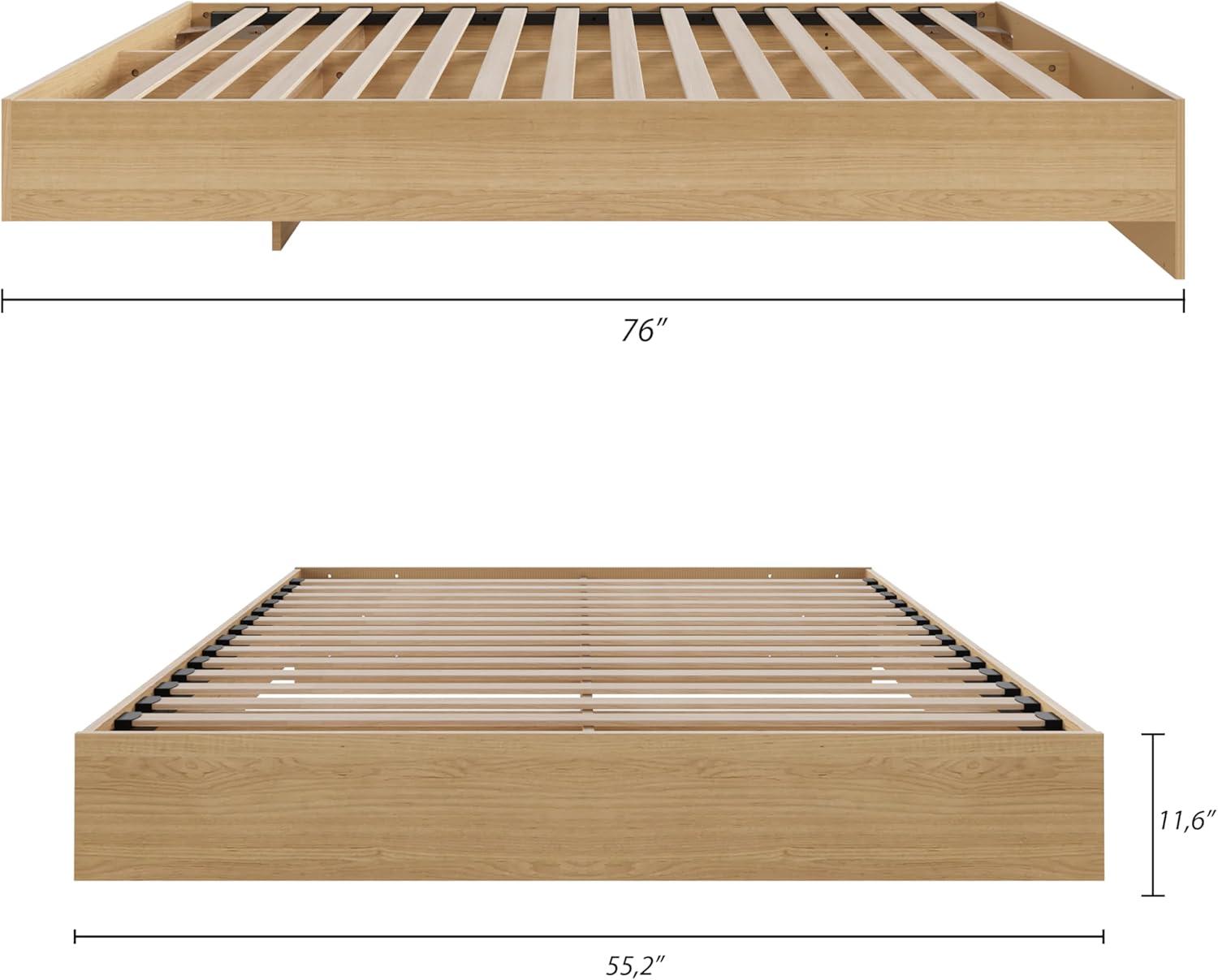 Nexera Full Size Platform Wood Bed Frame, Natural Maple