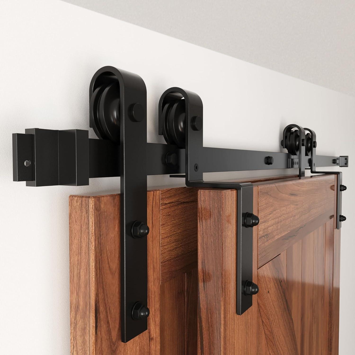 Black Heavy Duty Sliding Barn Door Hardware Kit