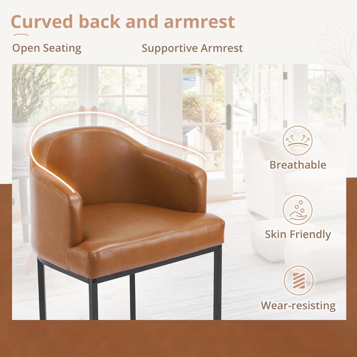 Dycanpo Counter Height Bar Stools with Back Sets of 3 Modern Counter Stools for Home Kitchen, Brown