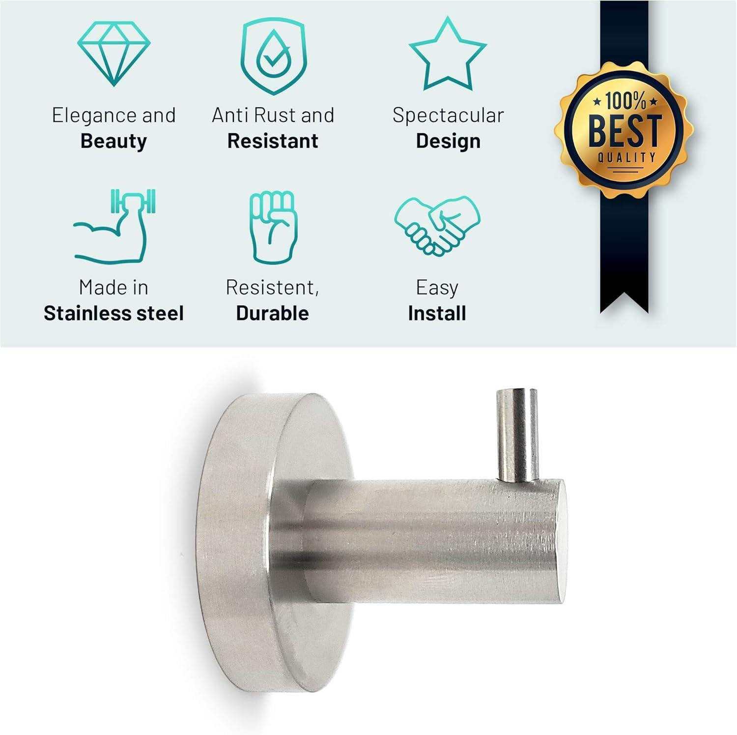 Brushed Nickel Towel Hooks for Bathroom Wall Mounted - Stylish and Durable Modern Hand Towel Hooks for Bathrooms - Rust-Proof Towel Hooks for Shower - Bathroom Towel Hooks