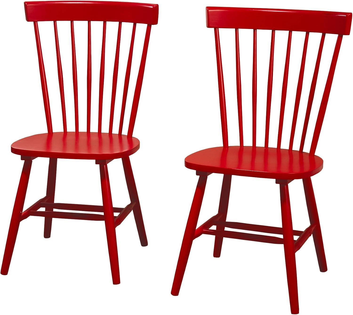 Venice Red High Back Wooden Windsor Side Chairs, Set of 2