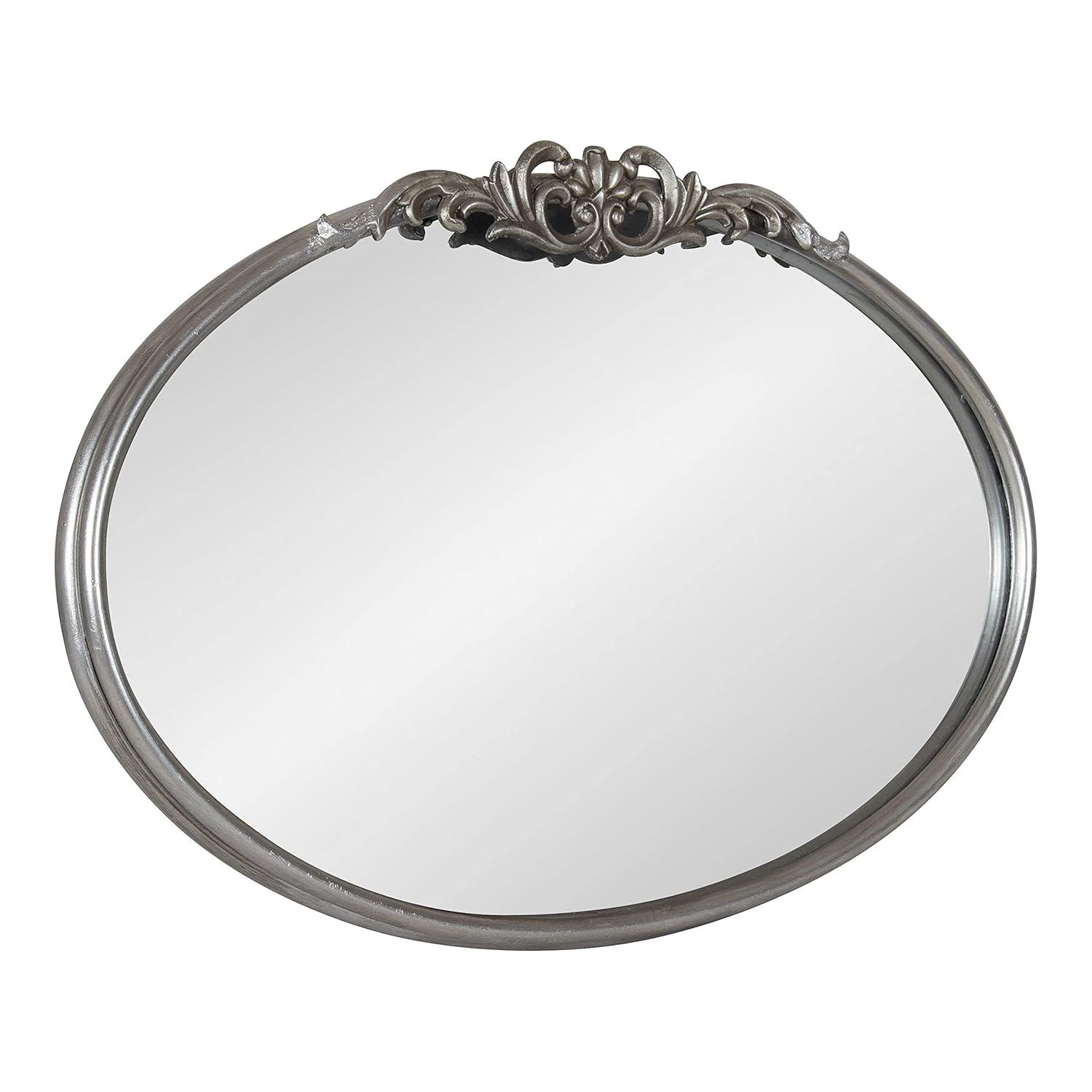 Kate & Laurel All Things Decor 27"x18.75" Arendahl Traditional Vertical Oval Wall Mirror Silver: No Assembly, Metal Frame, Wall Mount