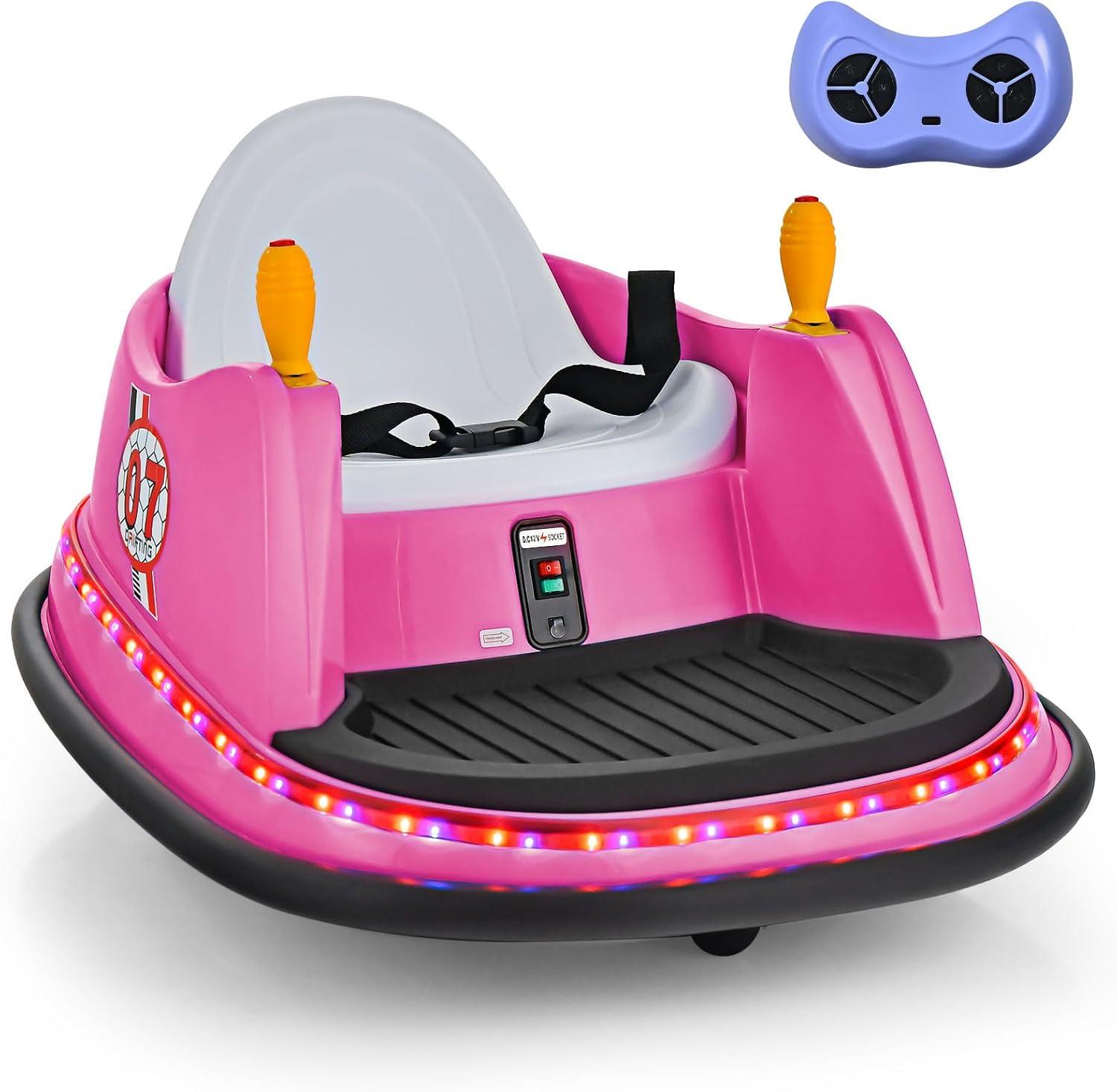 12V Ride On Toys Bumper Car for Kids, 360 Spin Vehicle with Remote Control