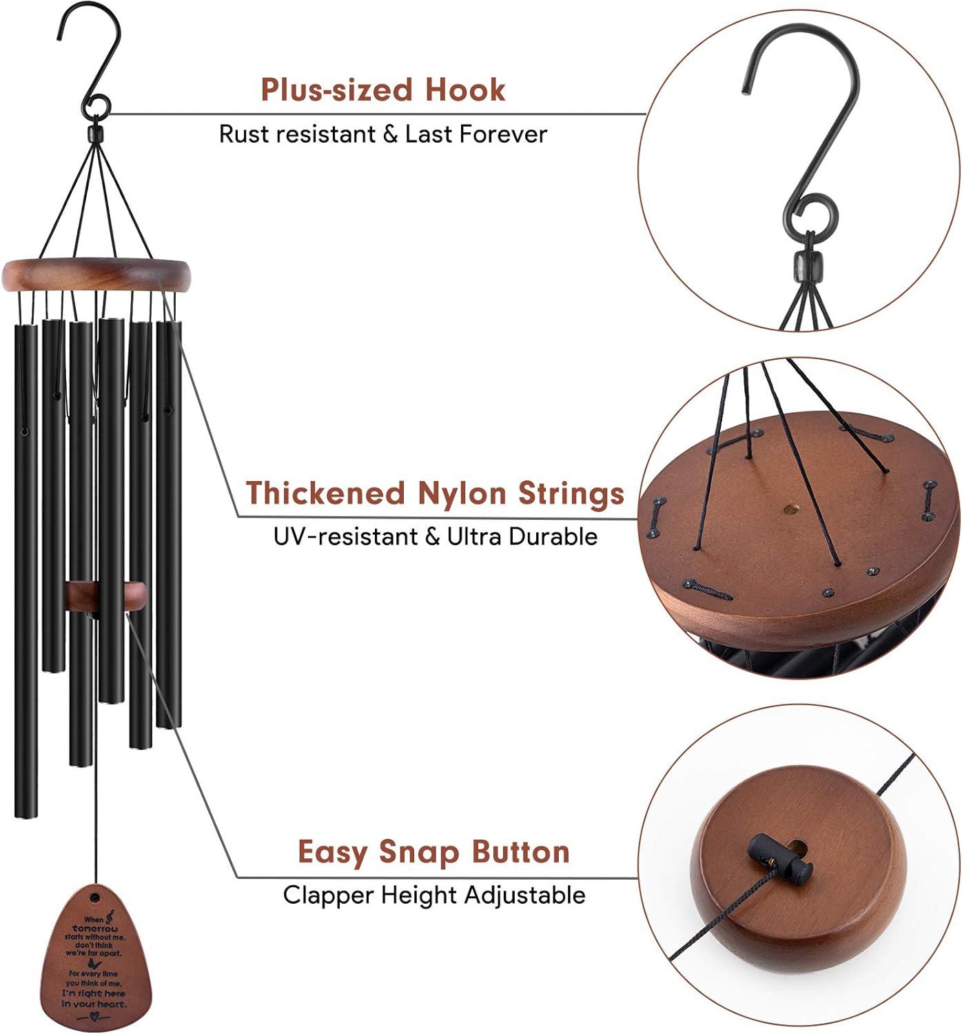 Sympathy Gifts for Loss of Loved One 32" Memorial Wind Chimes for Loss of Loved One Bereavement Condolence Gifts Sympathy Windchimes Memory Wind Chime with Memorial Card