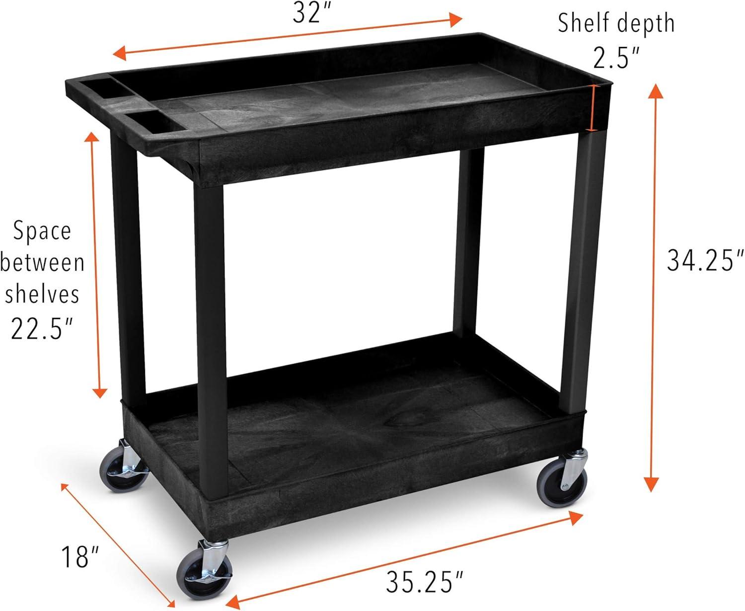 Gray Heavy Duty 2-Shelf Utility Cart with Swivel Casters