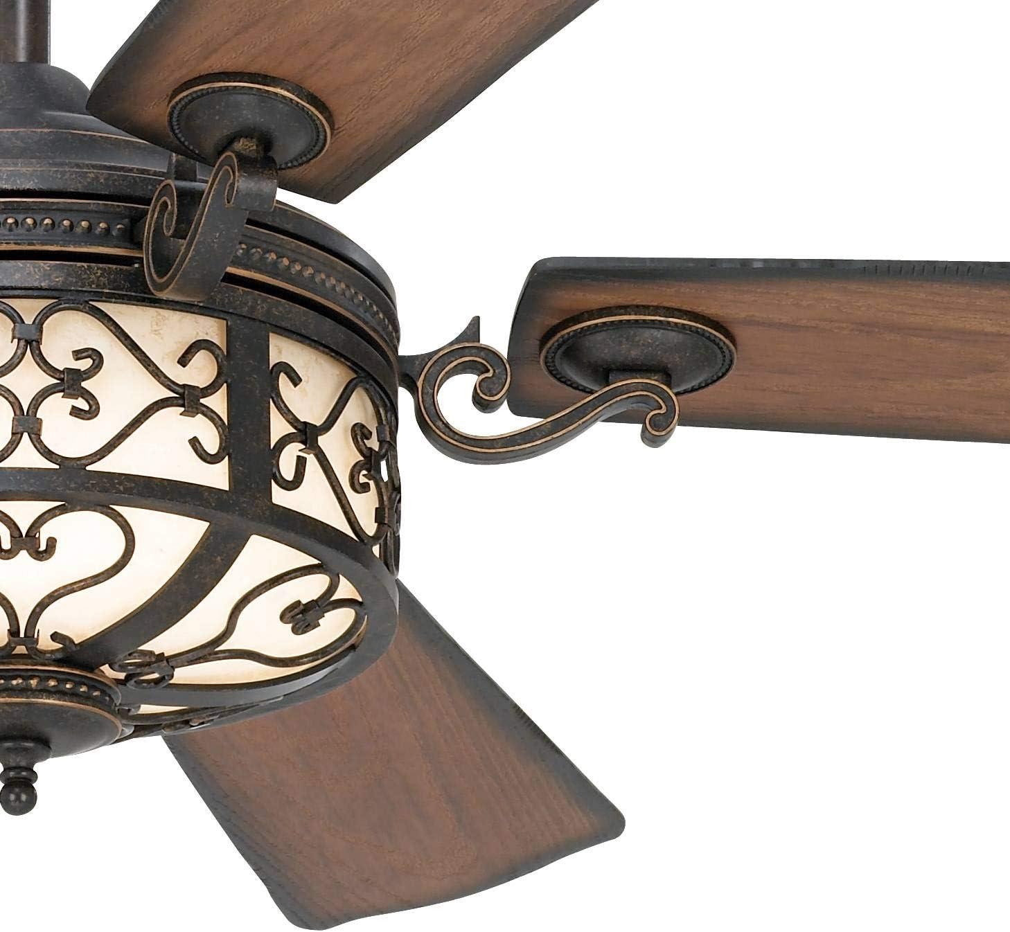 54" Casa Vieja Hermitage Rustic Indoor Outdoor Ceiling Fan with Dimmable LED Light Remote Control Golden Forged Walnut Damp Rated for Patio Exterior