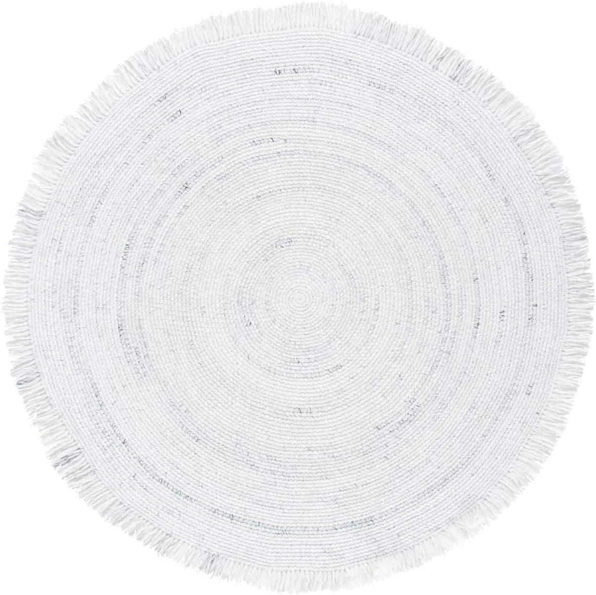 Ivory Braided Round Handmade Synthetic Area Rug, 4'