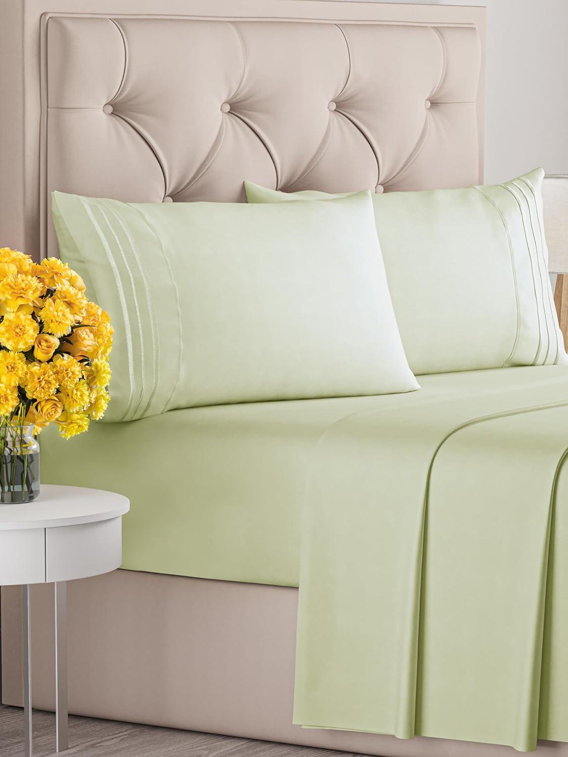 Solid 4 Piece Bed Sheet Set - Ultra Soft and Breathable Sheets - CGK Linens