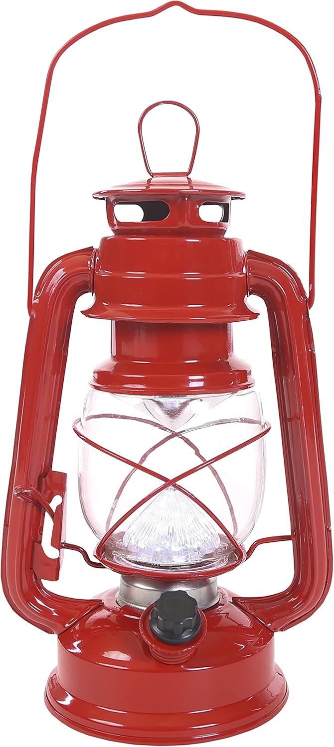 Classic Red 9" LED Oil Lantern Design with Dimmer Switch