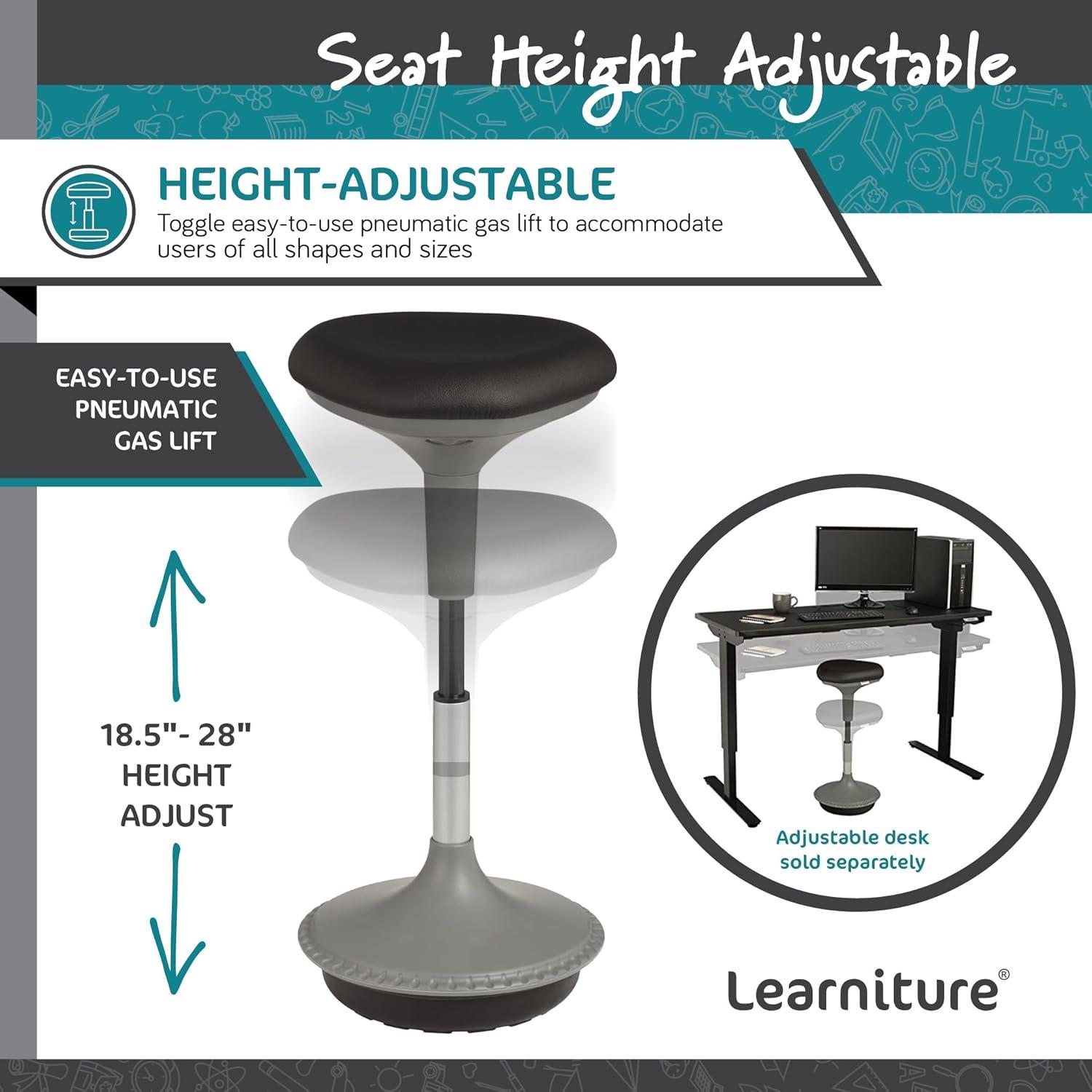 Learniture Adjustable Height Backless Foam-Padded Active Learning Stool